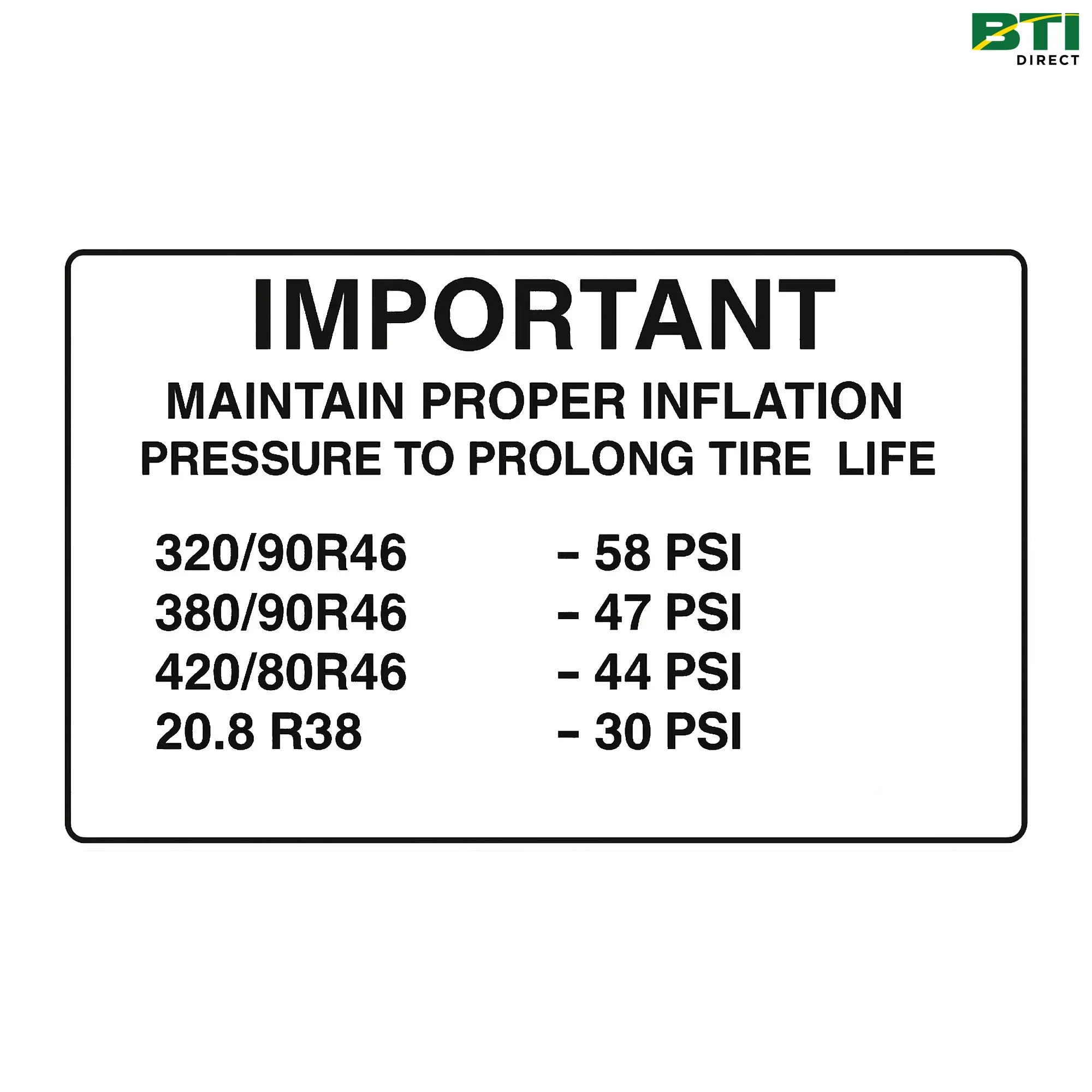 N306638: Label, Tire Pressure, Portuguese
