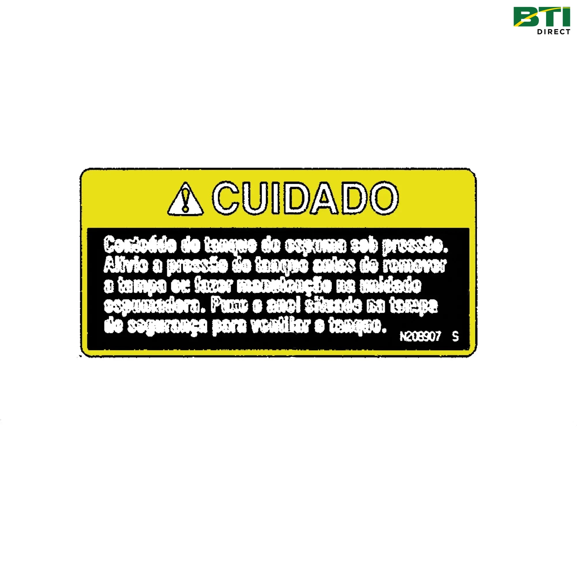 N208907: Caution Vent Press Label, Portuguese