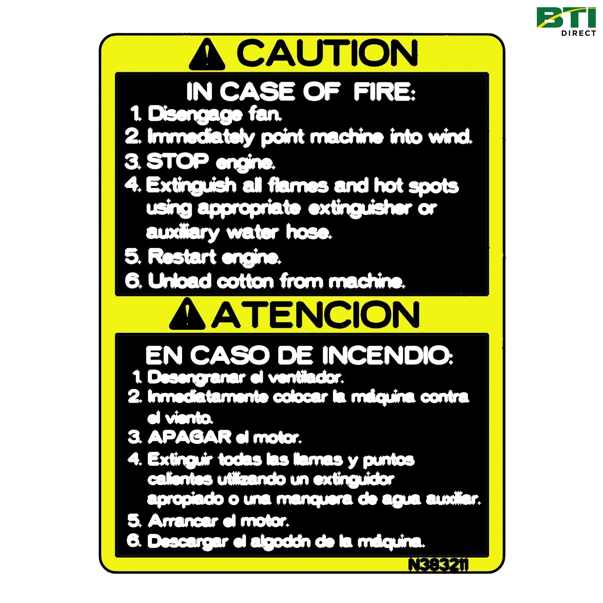 N383211: Caution Fire Label