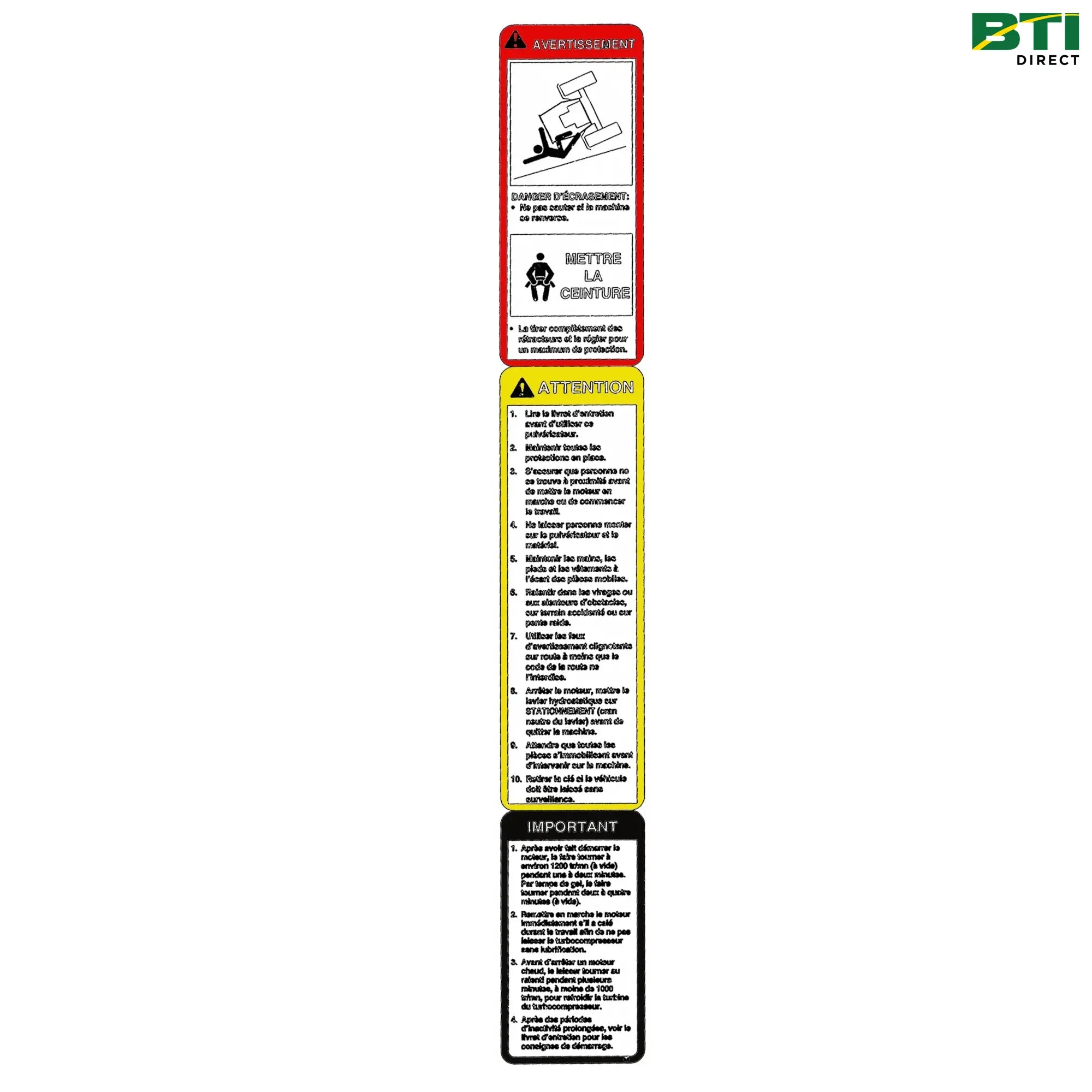 N208402: Warning Caution Important Label, French