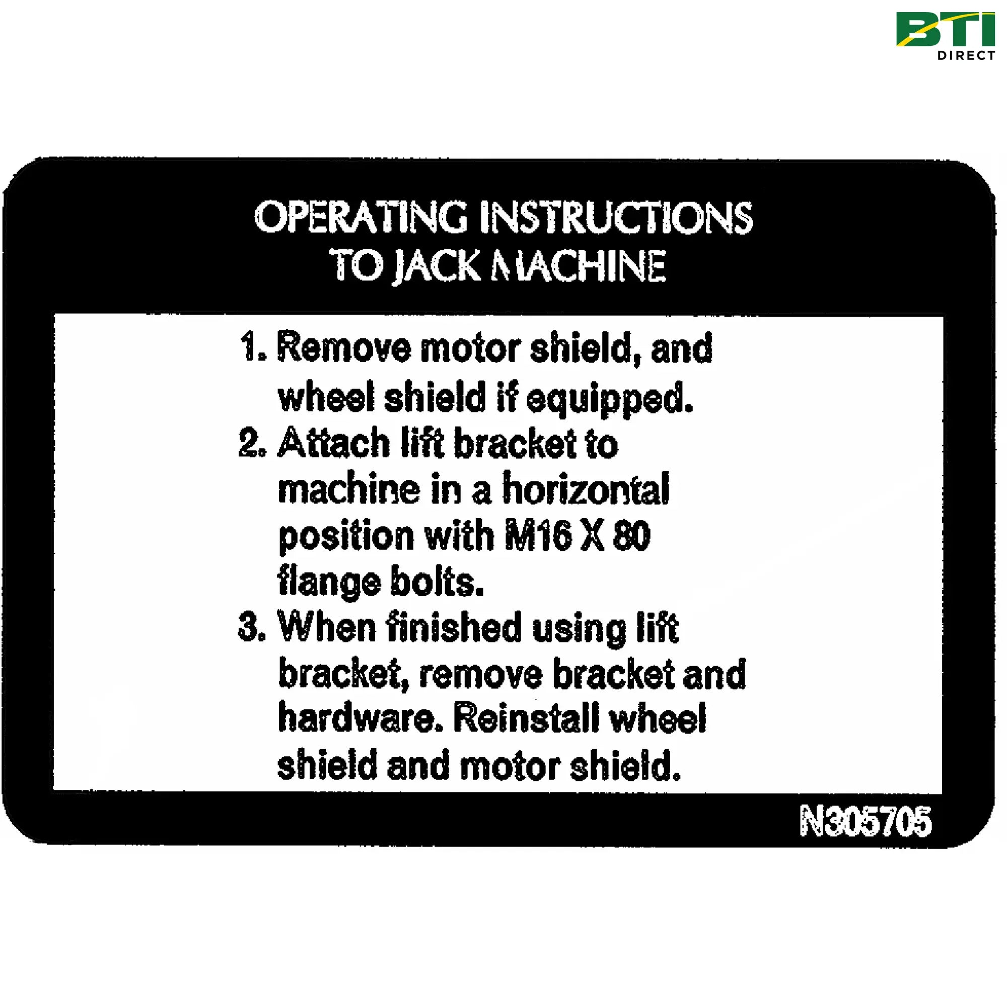 N305705: Jacking Instruction Label