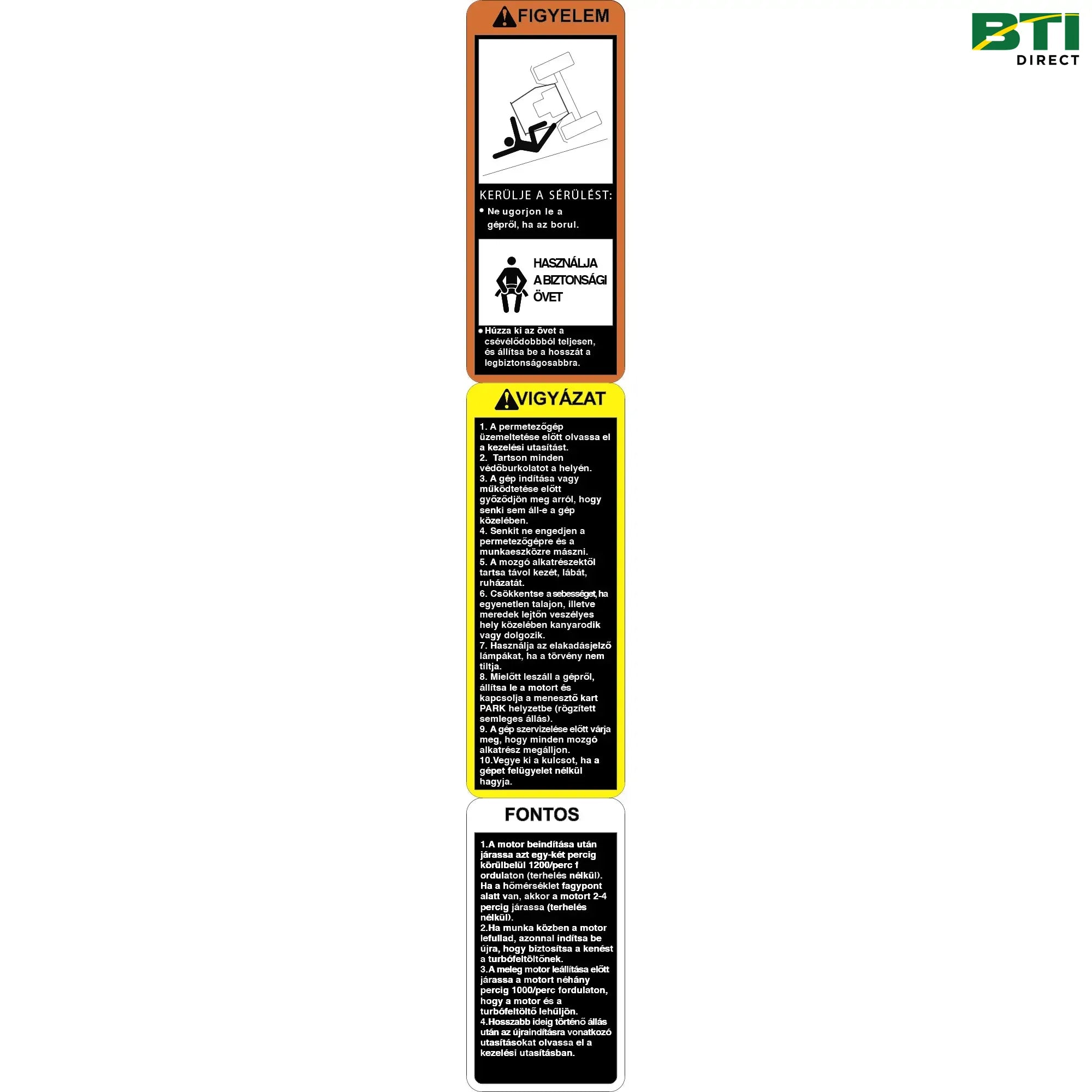 N307933: ROPS Warning Caution Label, Hungarian