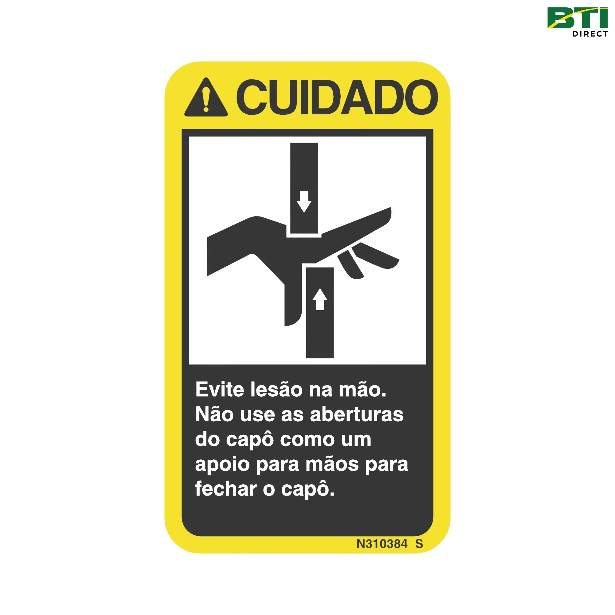 N310384: Pinch Point Caution Label, Portuguese