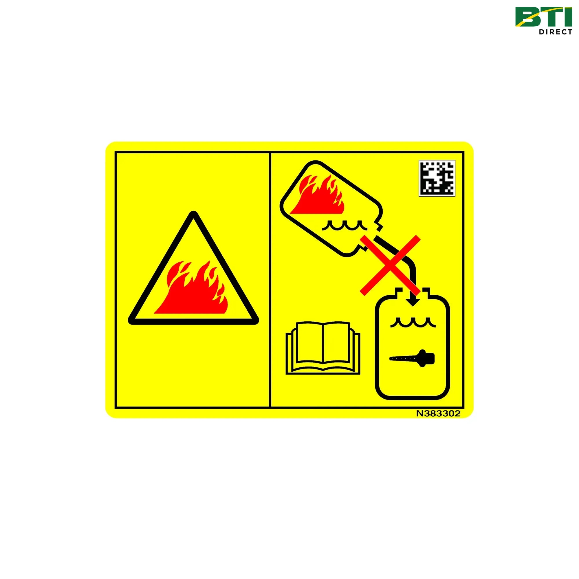 N383302: Thermal Combustion Warning Tank Text Free Label