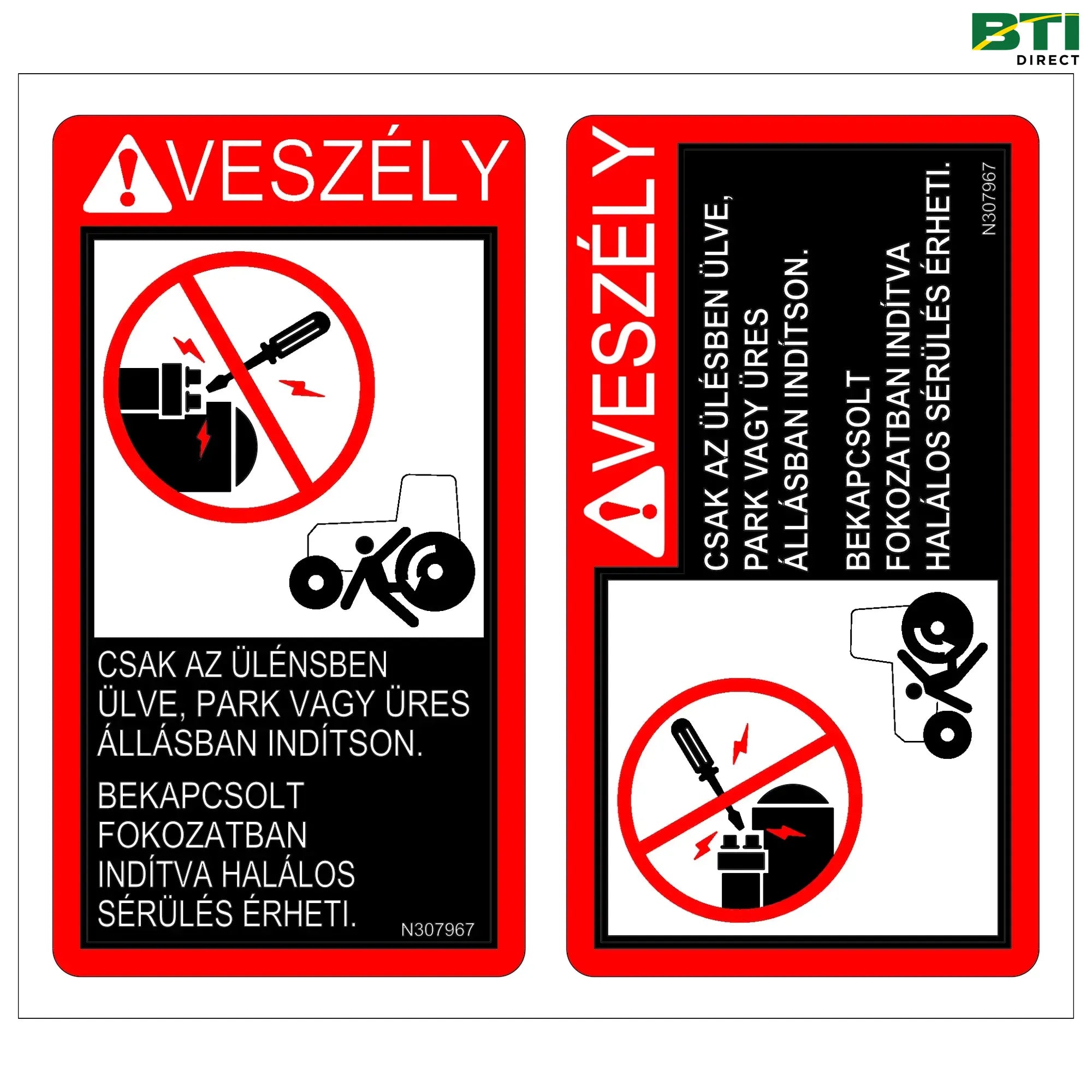 N307967: Safety Bypass Start Label, Hungarian
