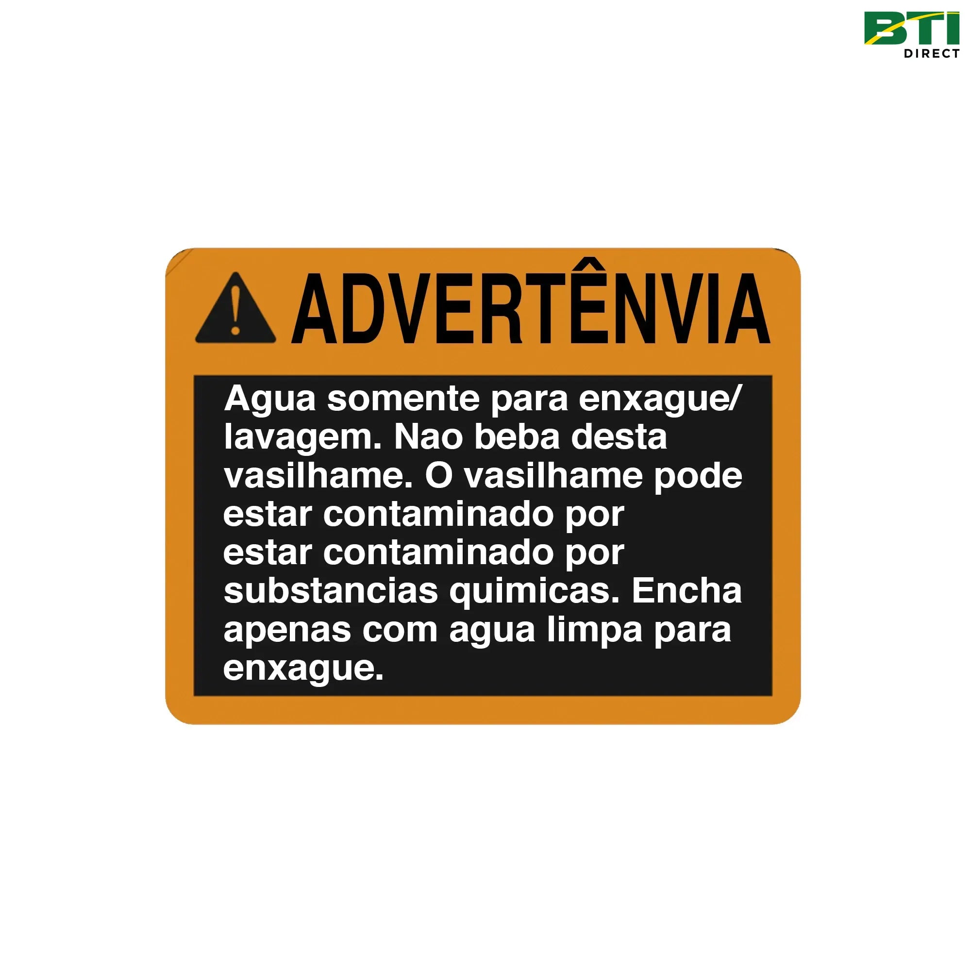 N302111: Safety Sign, Clean Water Rinse, Portuguese