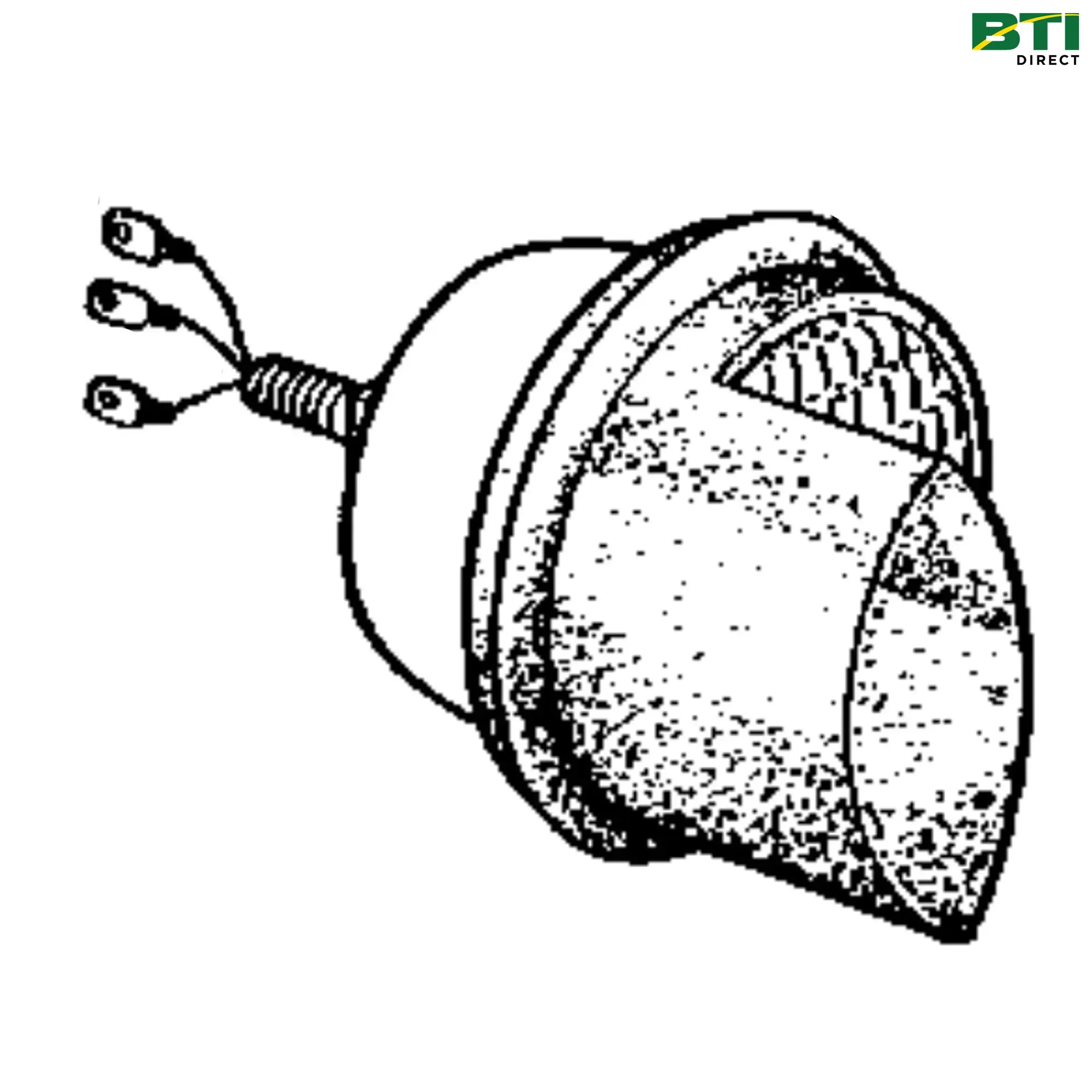 RE25127: Dual Beam Left Side Headlamp, 12.8 Volts, 40 Watts