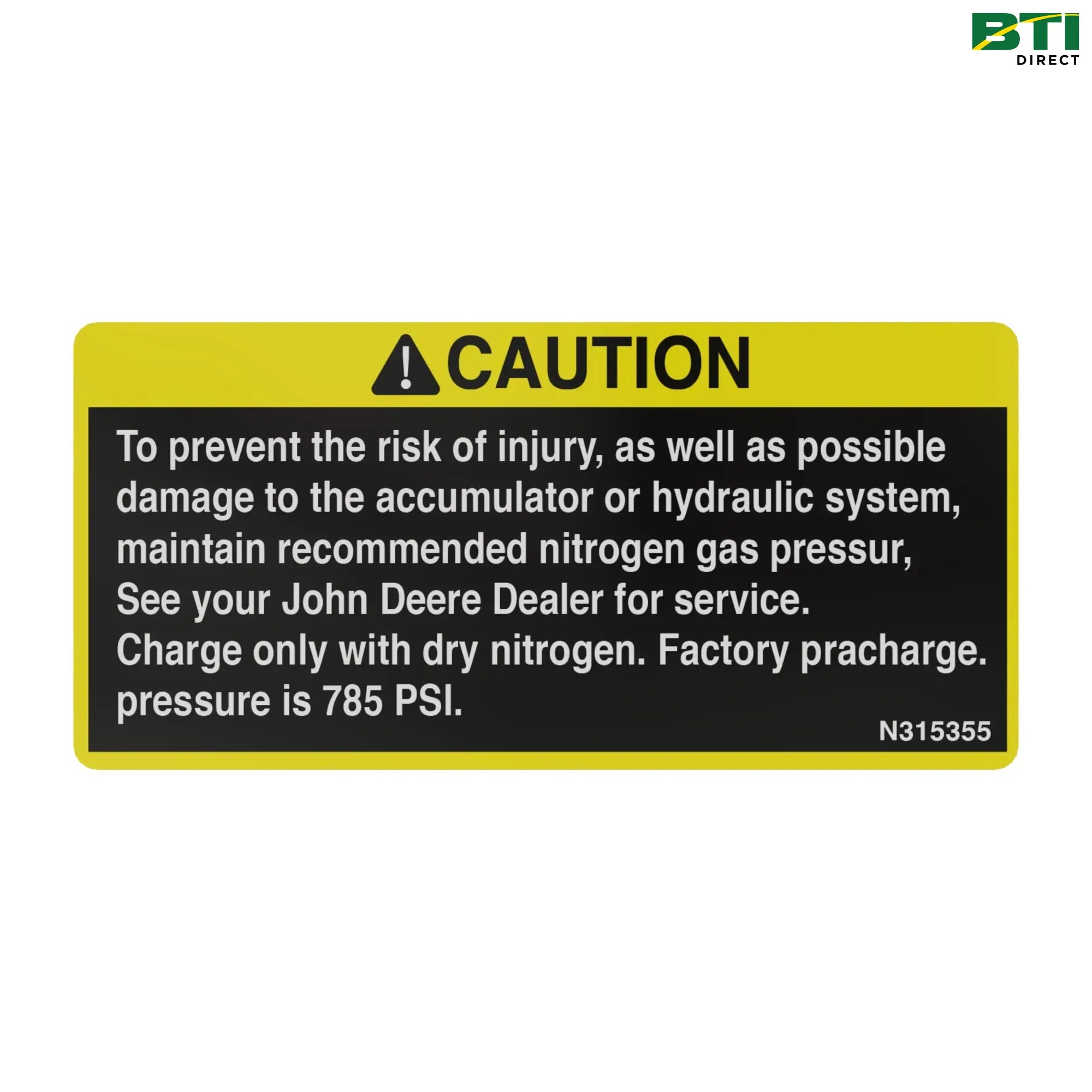 N315355: CAUTION Safety Sign