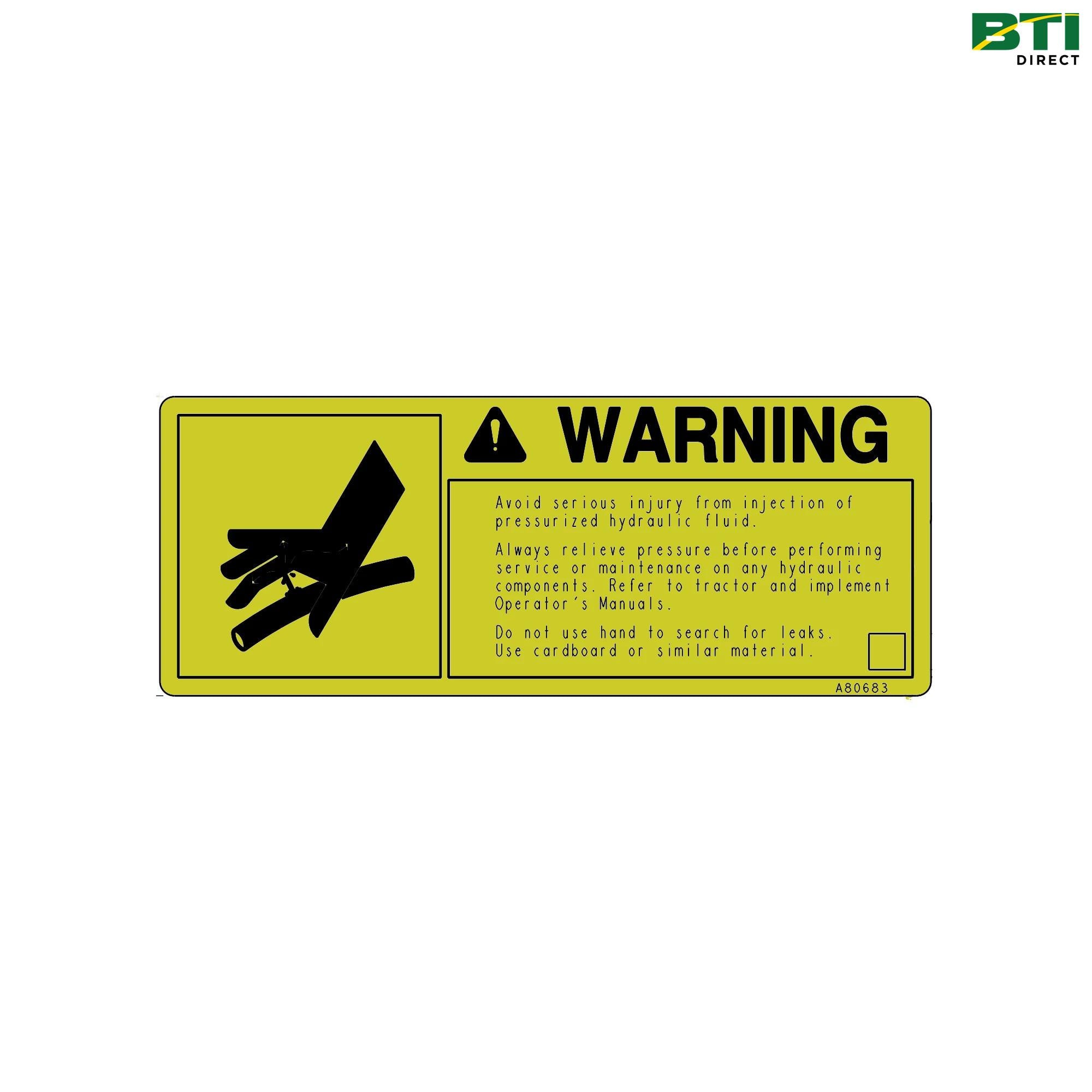 A80683: Hydraulic Injection Warning Sign