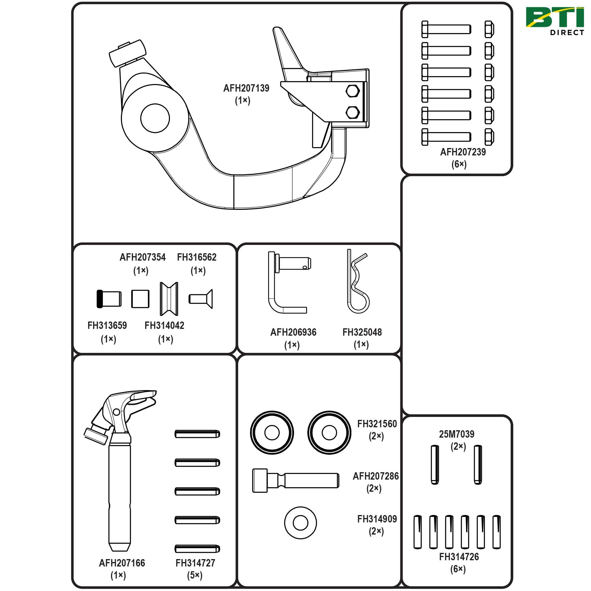 AFH215908: Large Square Baler Knotter Arm, Hook, and Hardware Kit