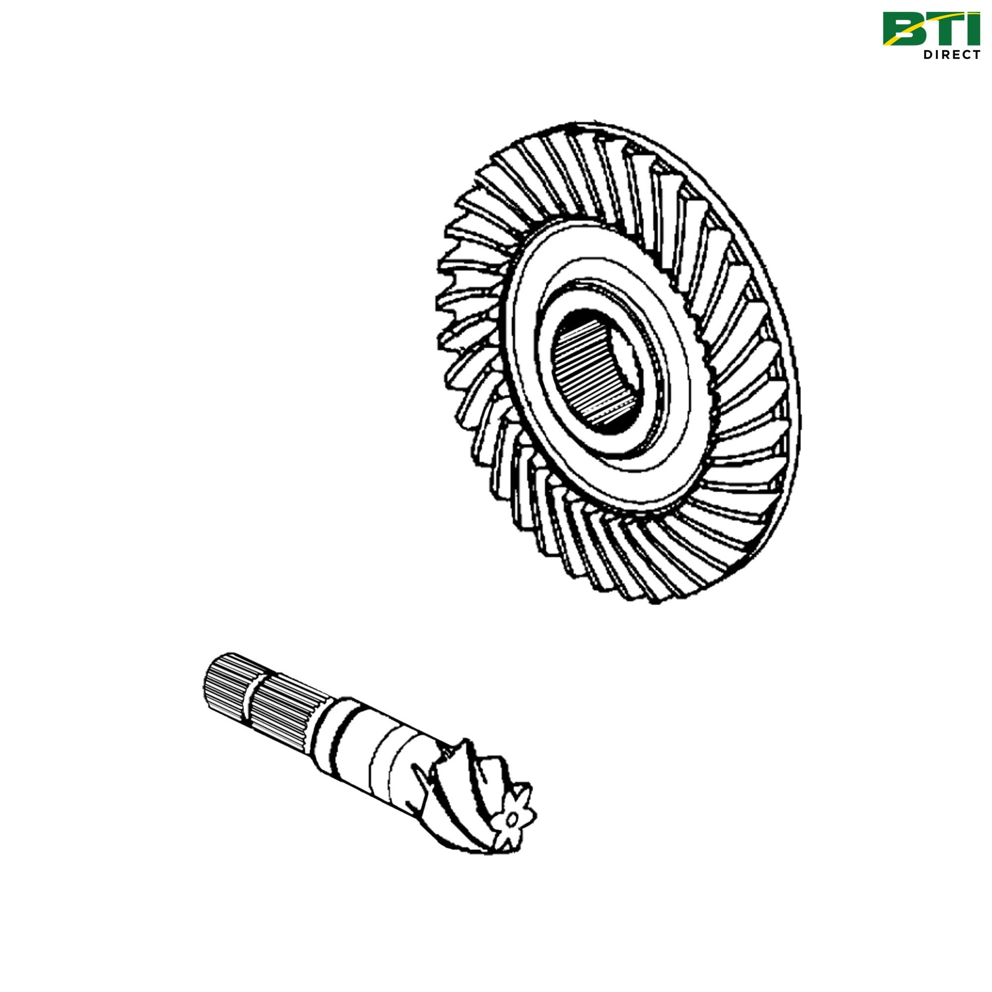 AFH215913: Crown and Spiral Bevel Pinion Bevel Gear, 37 and 6 Teeth