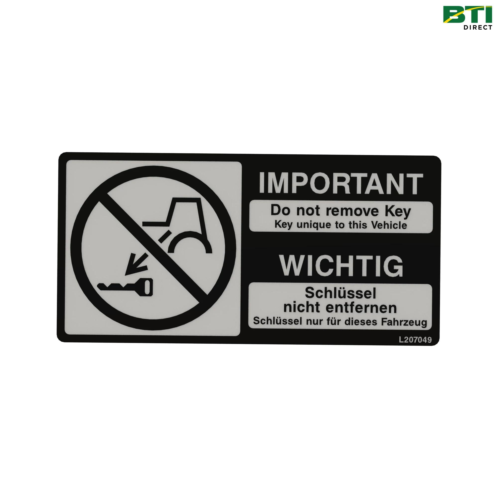 L207049: Instruction Plate