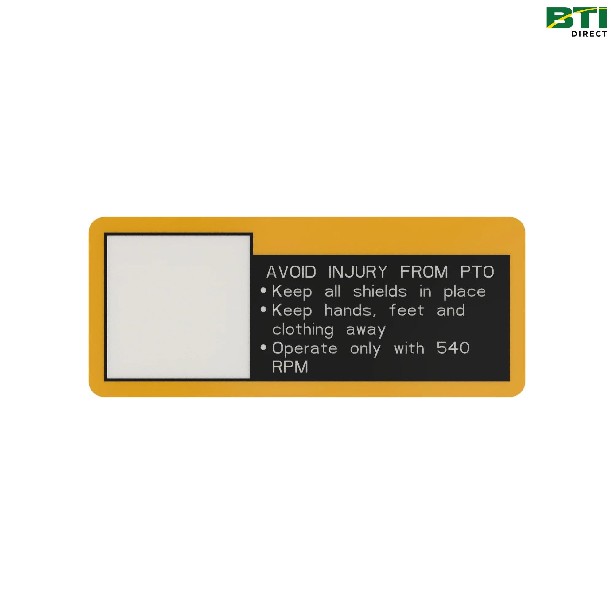M117557: Warning PTO Label