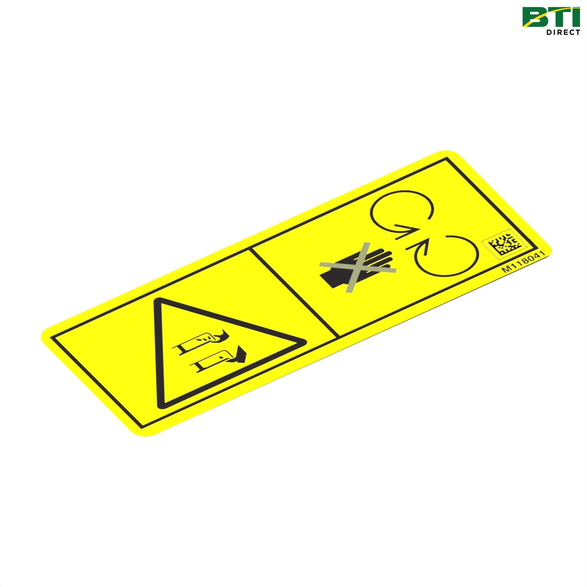 M118041: Safety Sign, Blade Contact Danger