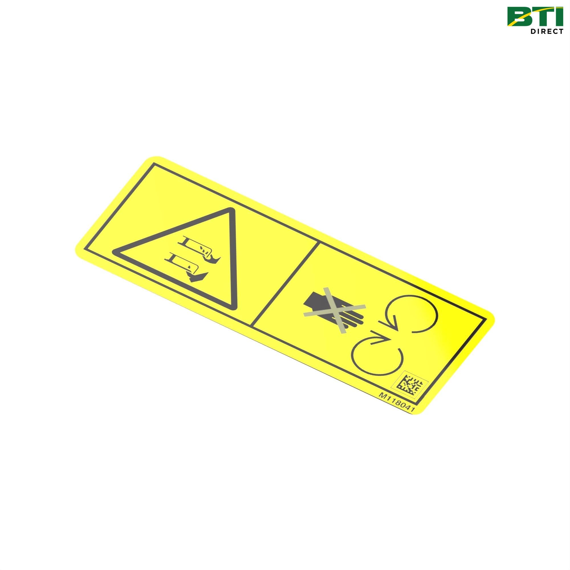 M118041: Safety Sign, Blade Contact Danger