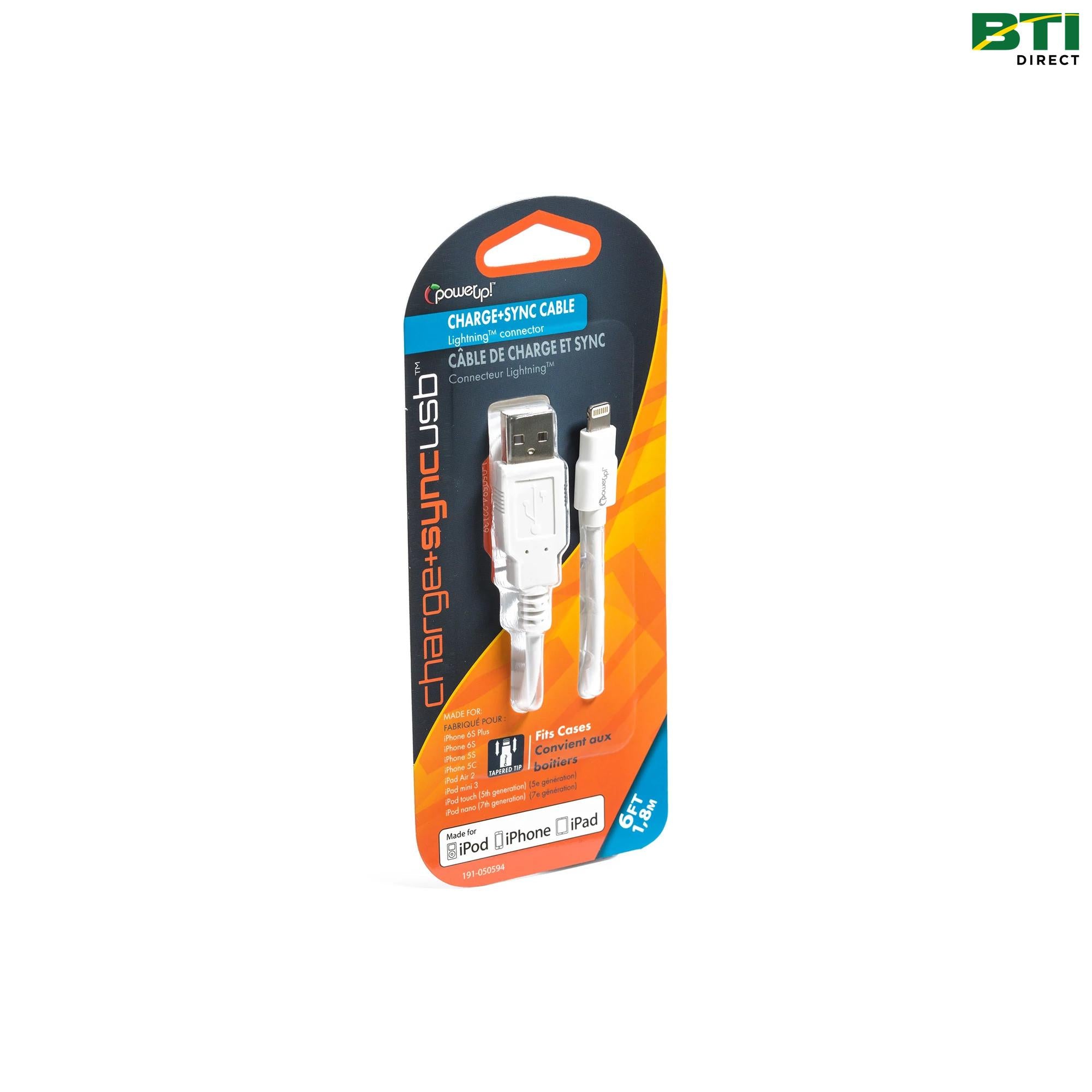 PM191-050594: 6 ft White Apple USB Cable