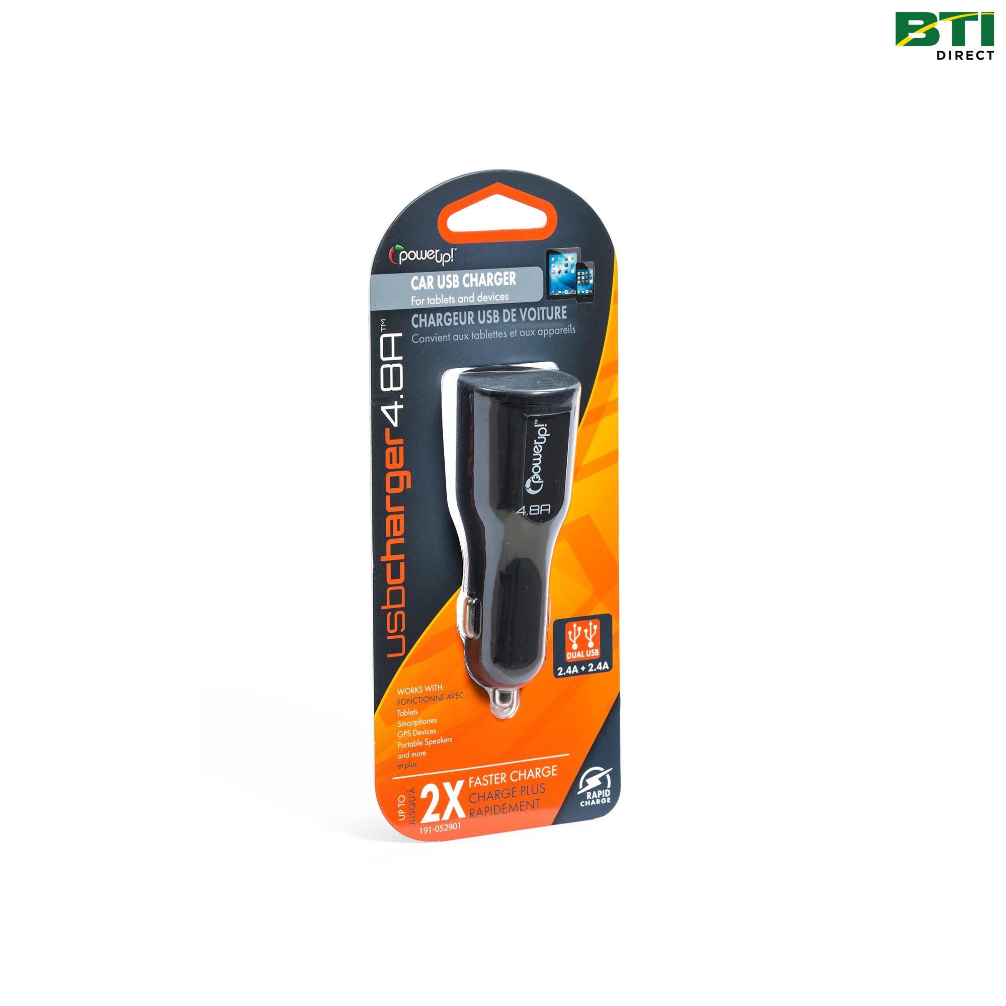 PM191-052901: 4.8 Amp Black Dual USB Plug