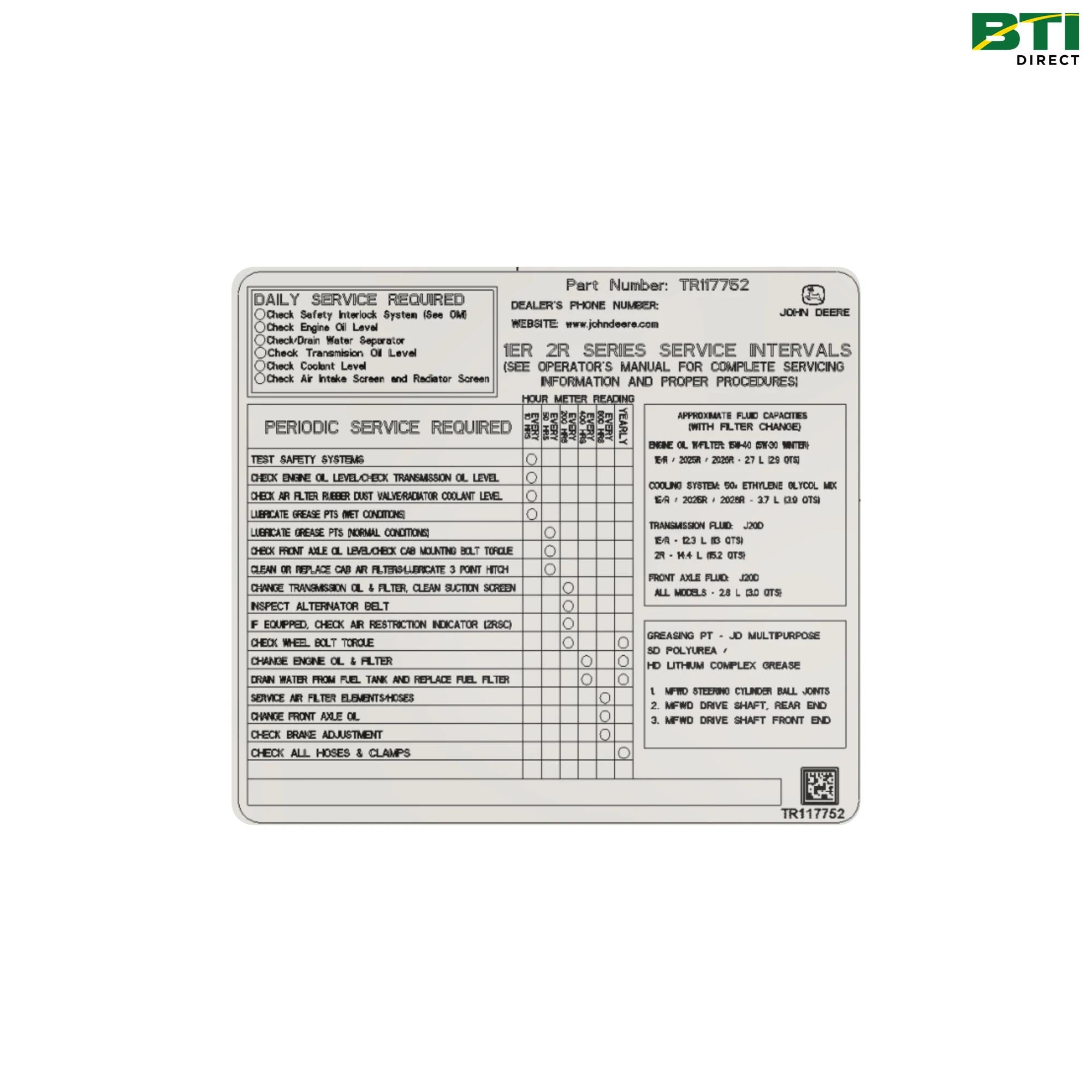 TR117752: Service Interval Label
