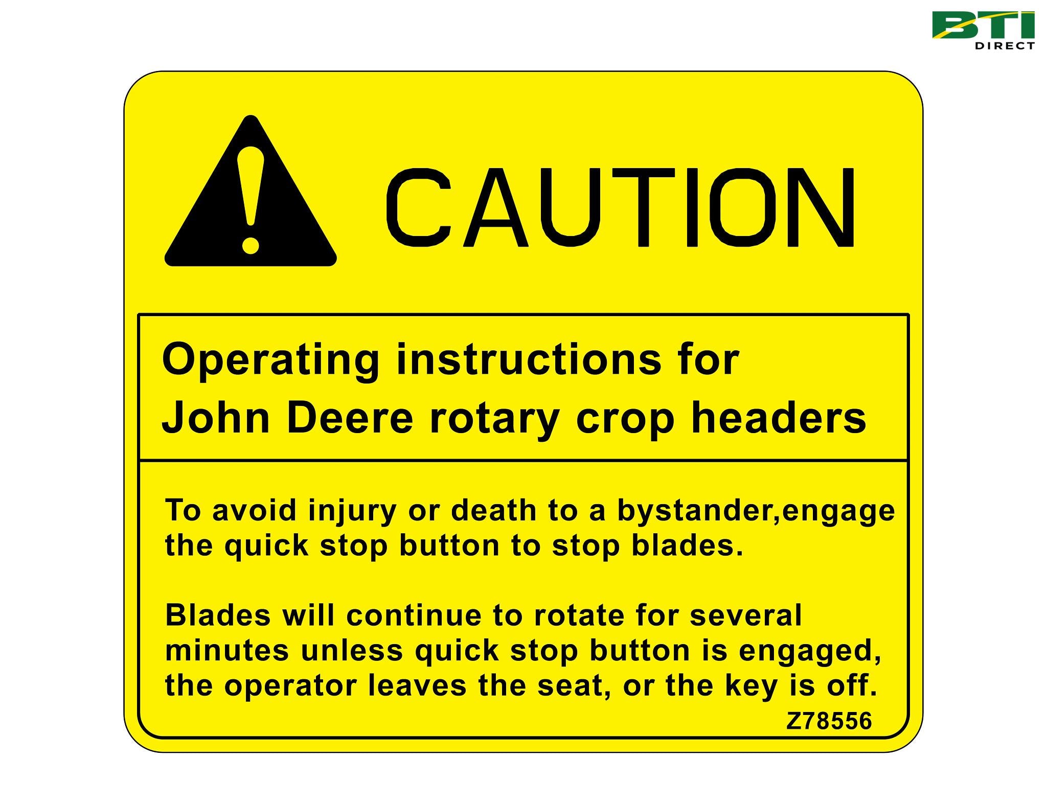 Z78556: Safety Sign, Operating Instructions