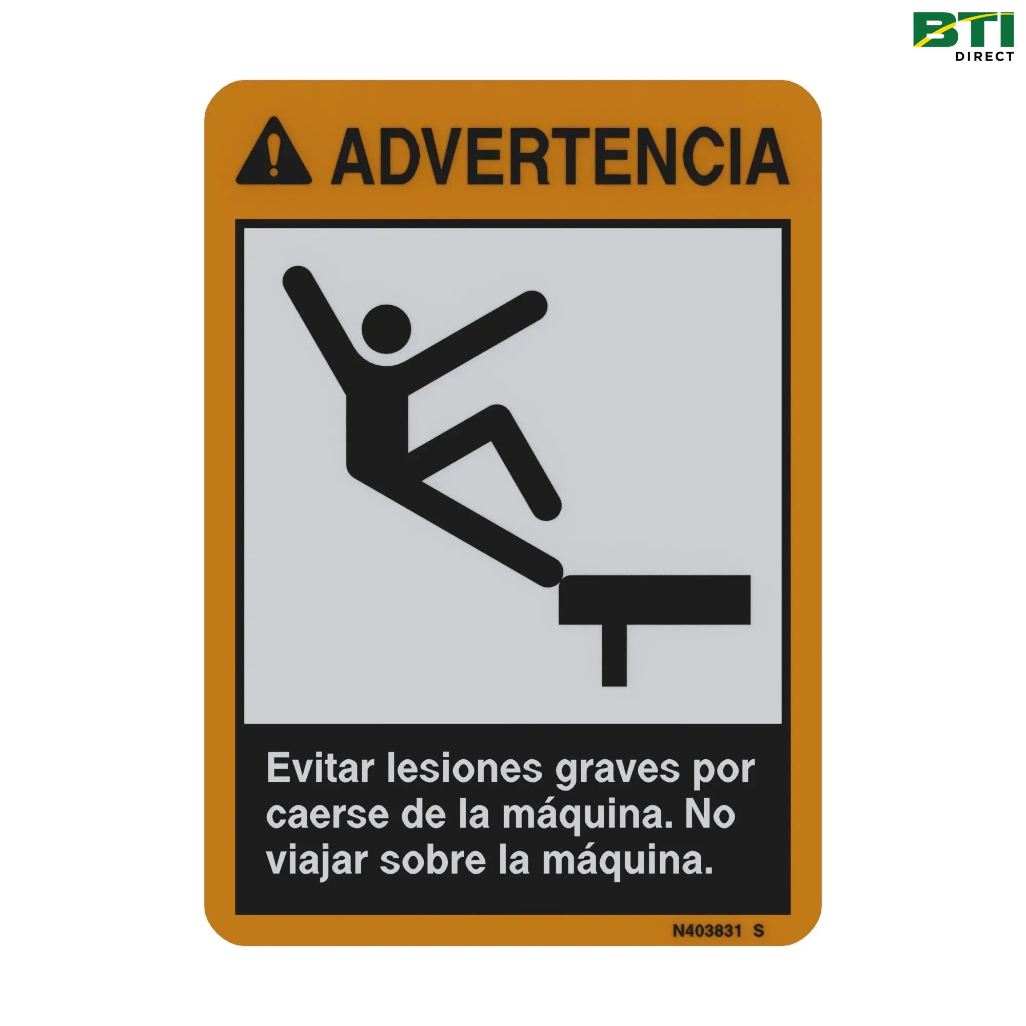 N403831: Do Not Ride Decal, Spanish