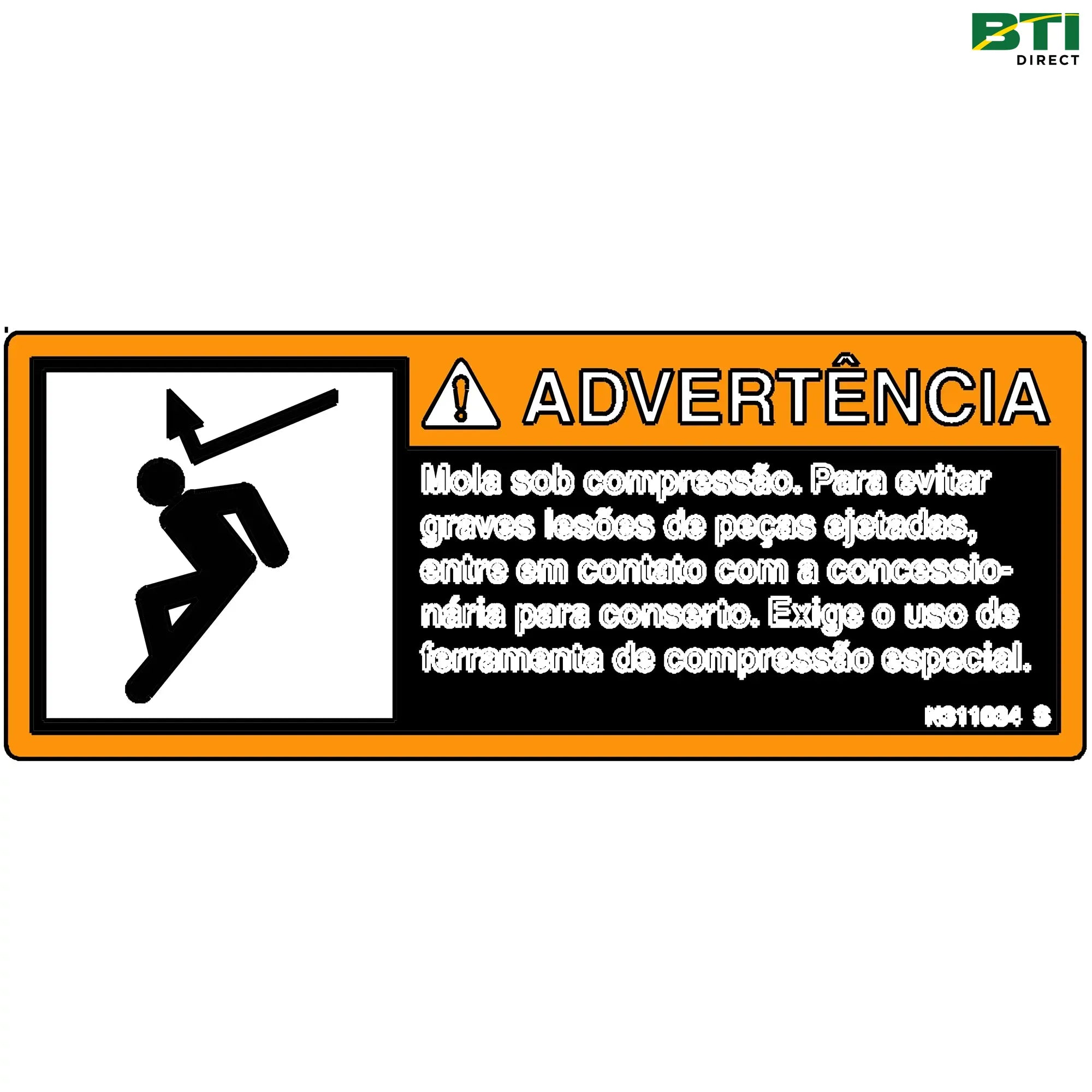 N311034: Spring Compression Warning Decal, Portuguese