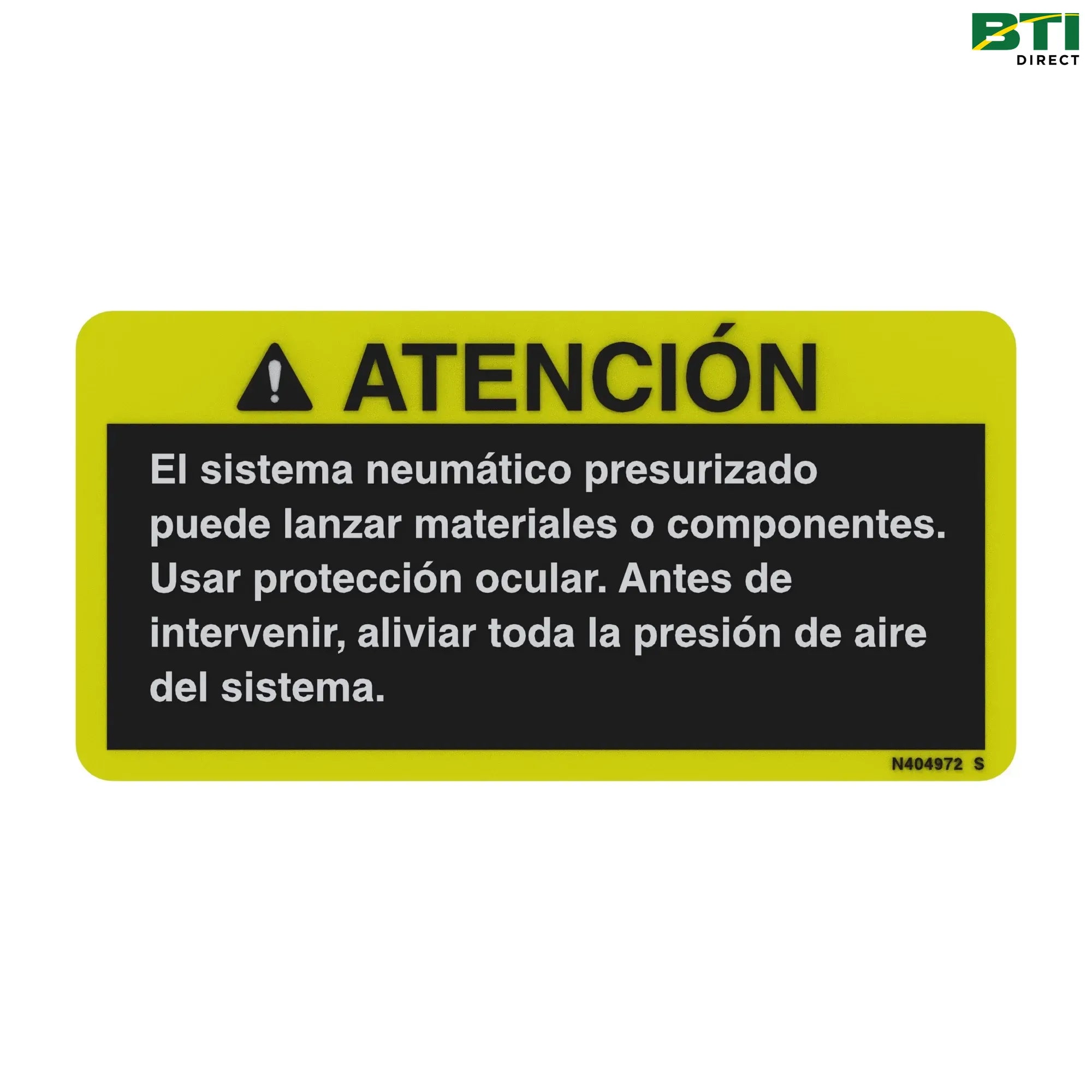N404972: Safety Air Dryer Label, Spanish