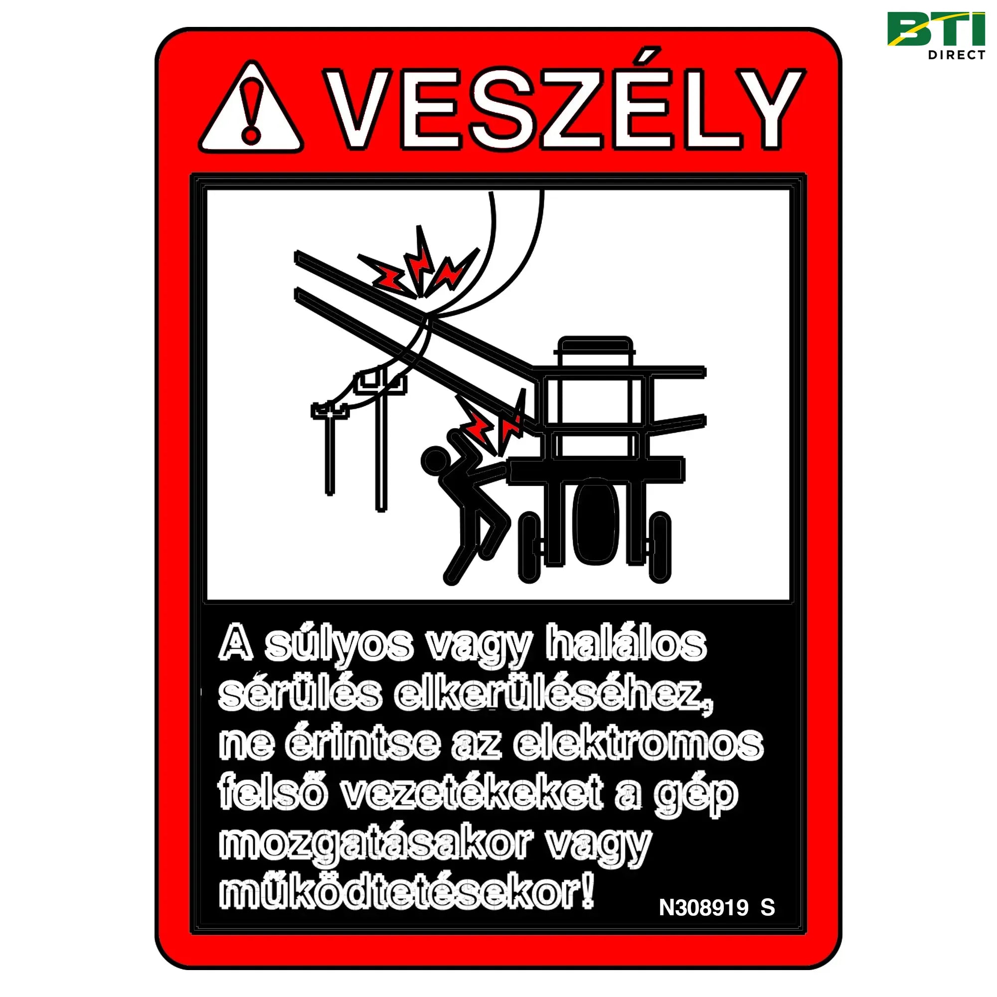 N308919: Tach Opening Label, Hungarian