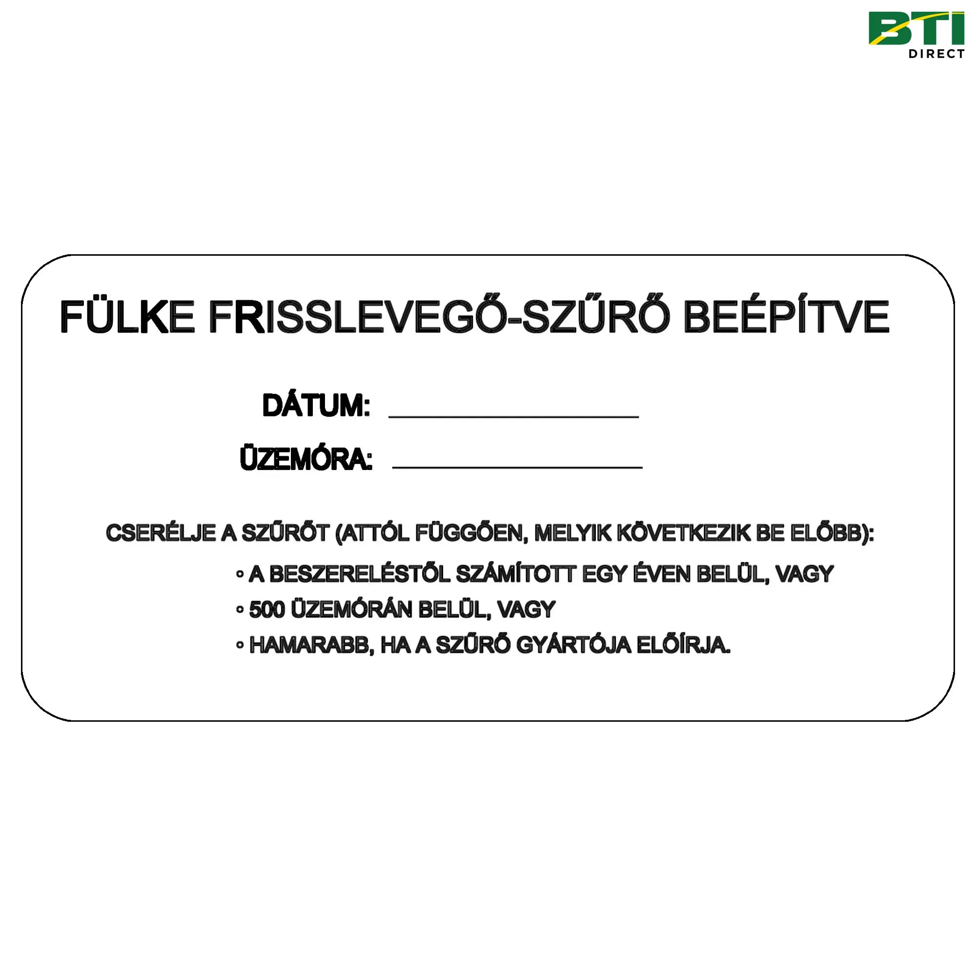 N307956: Filter Service Label, Hungarian