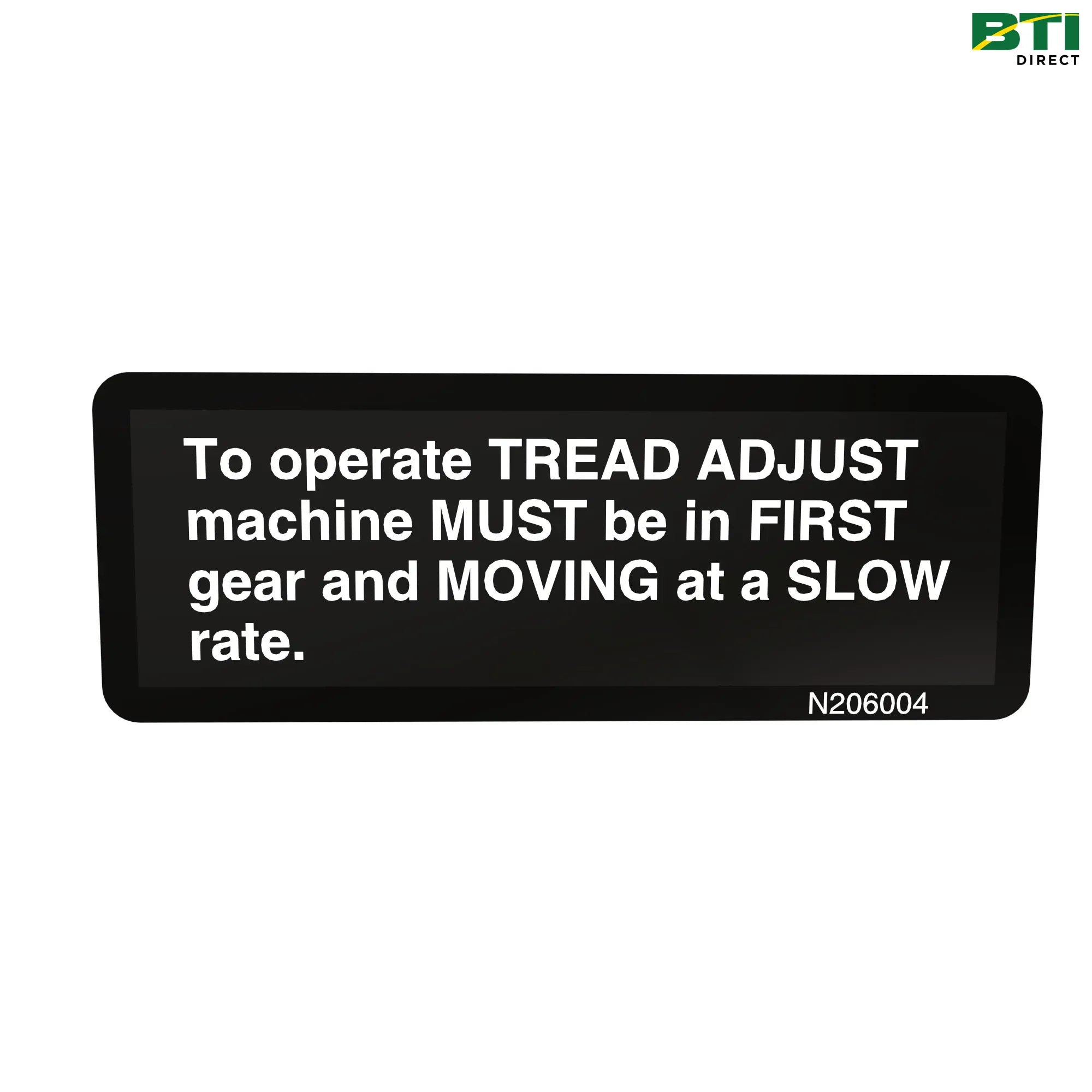 N206004: Label, Tread Adjust