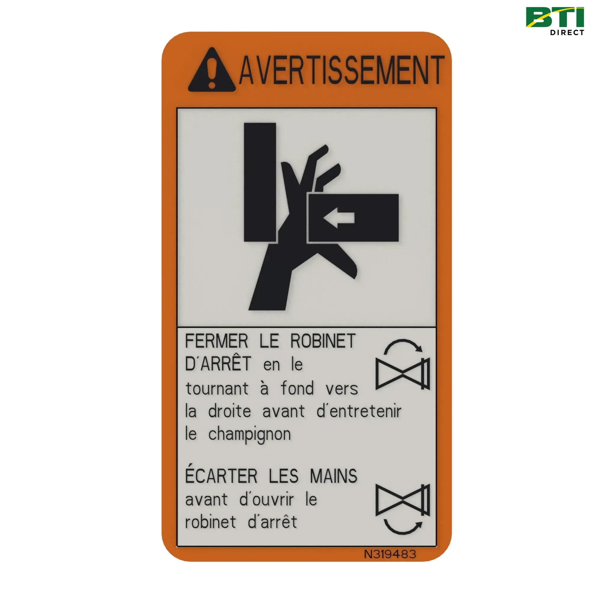 N319483: Safety Sign, Warning Label, French