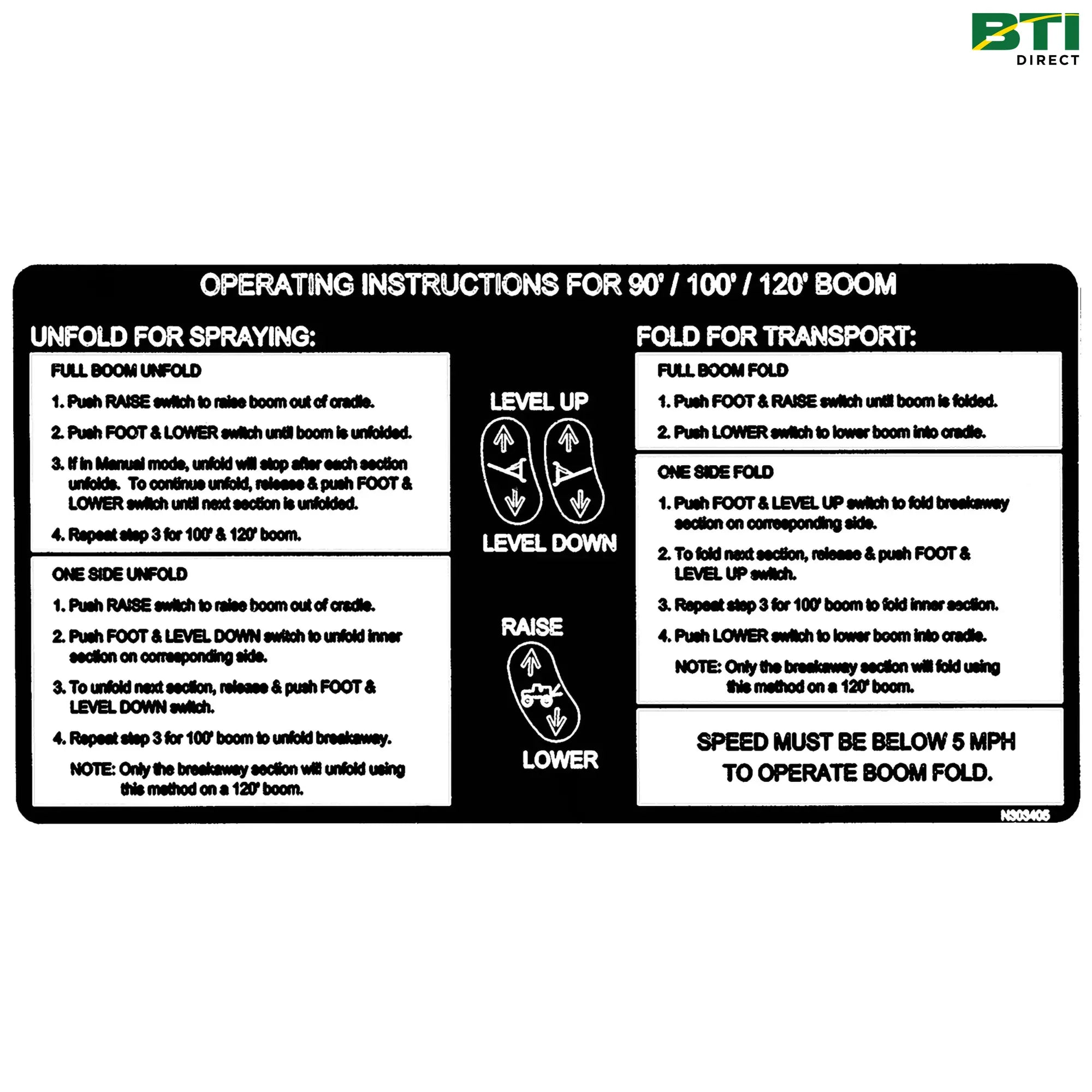 N303405: 90/100/120 Boom Fold Label