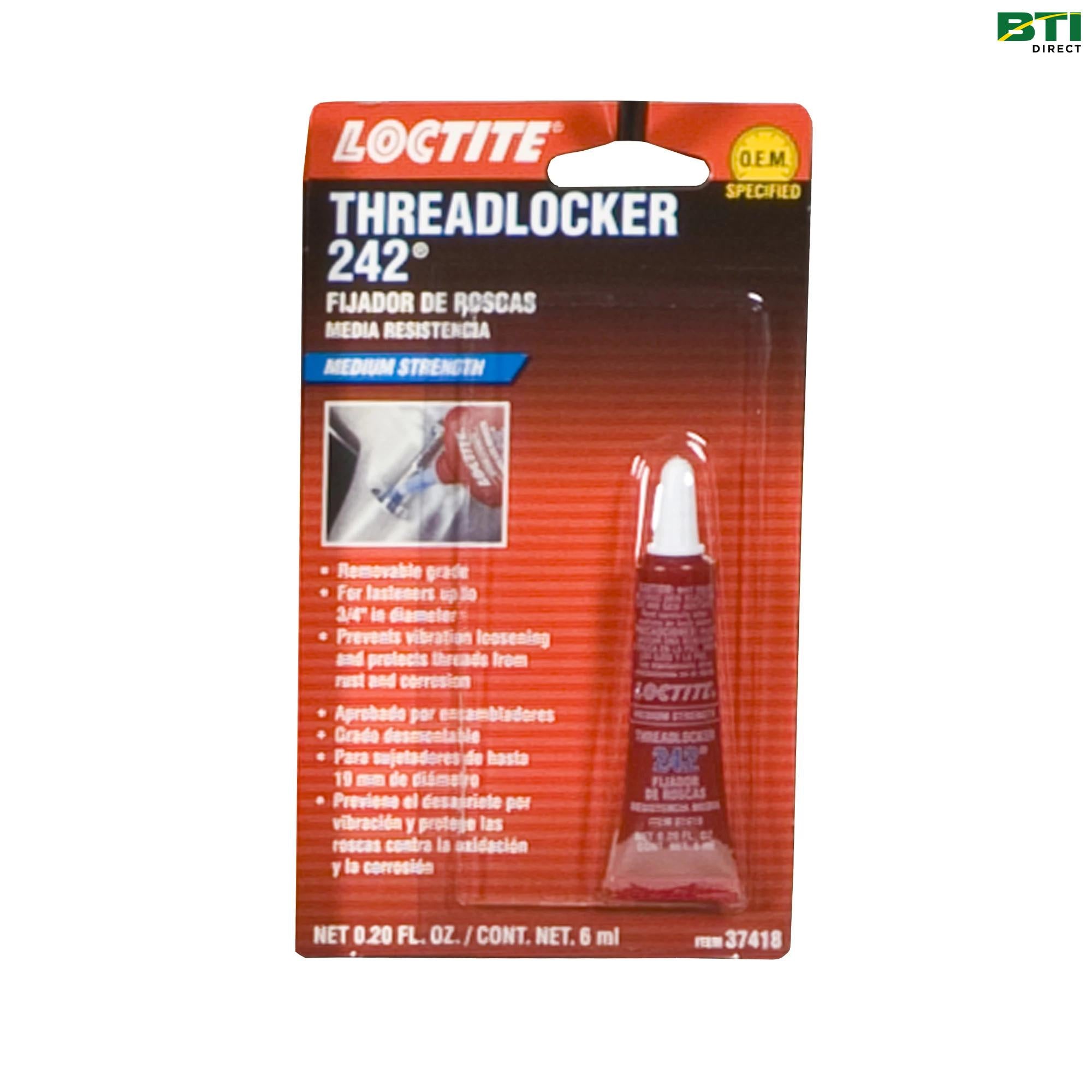 PM37418: LOCTITE® Threadlocker 242®, Tube 6 ml (0.20 Oz)