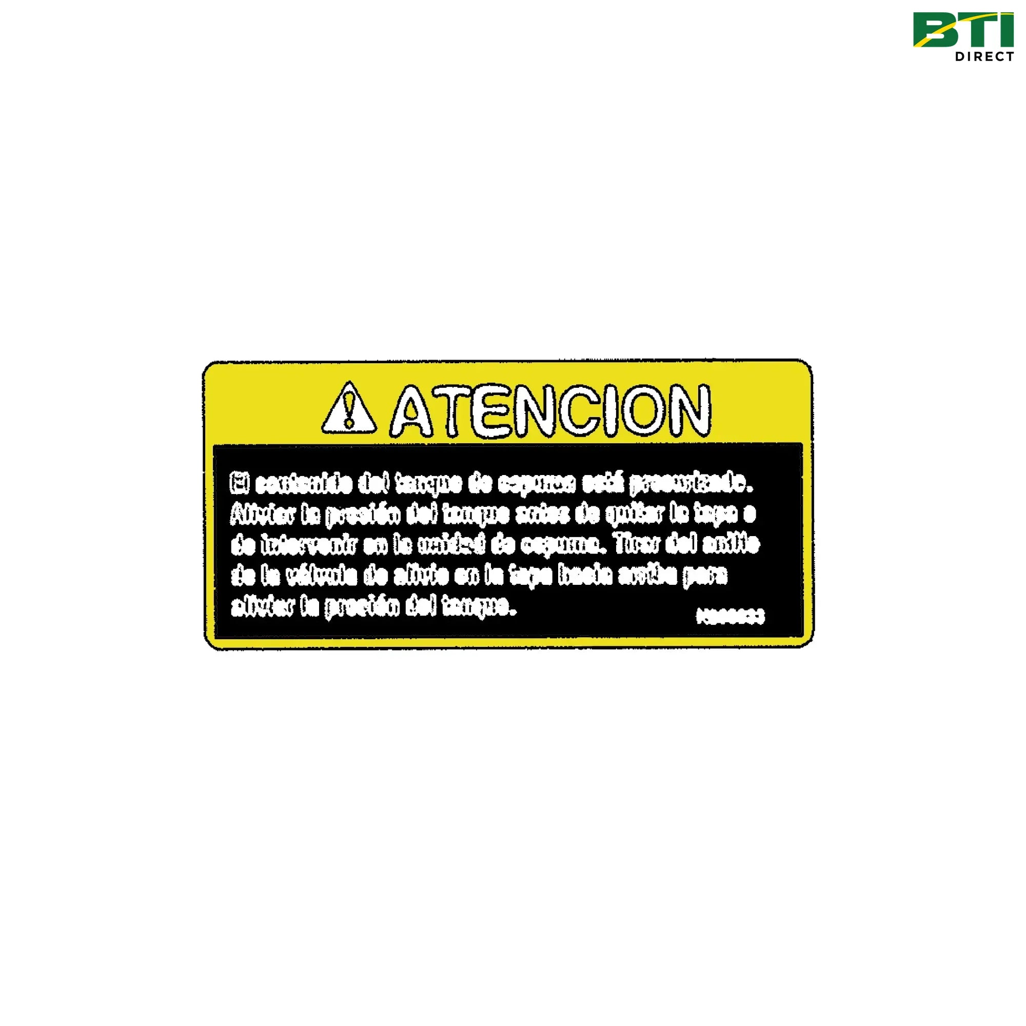 N208633: Vent Tank Pressure Label, Spanish