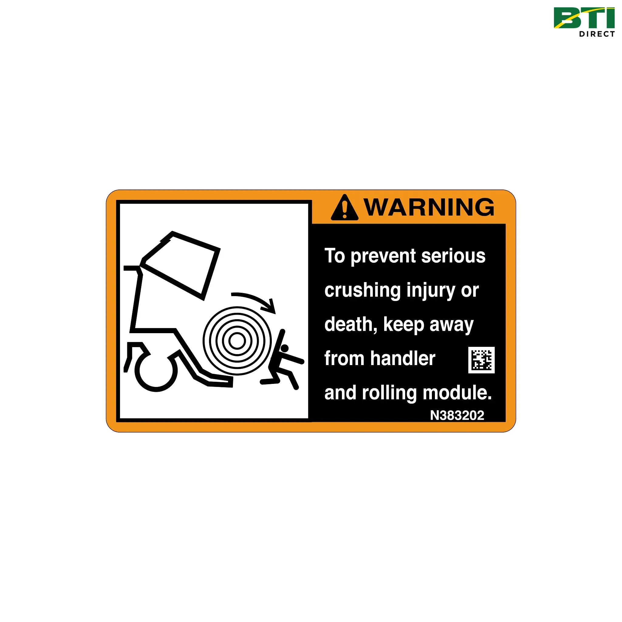 N383202: Bale Crush Warning Decal