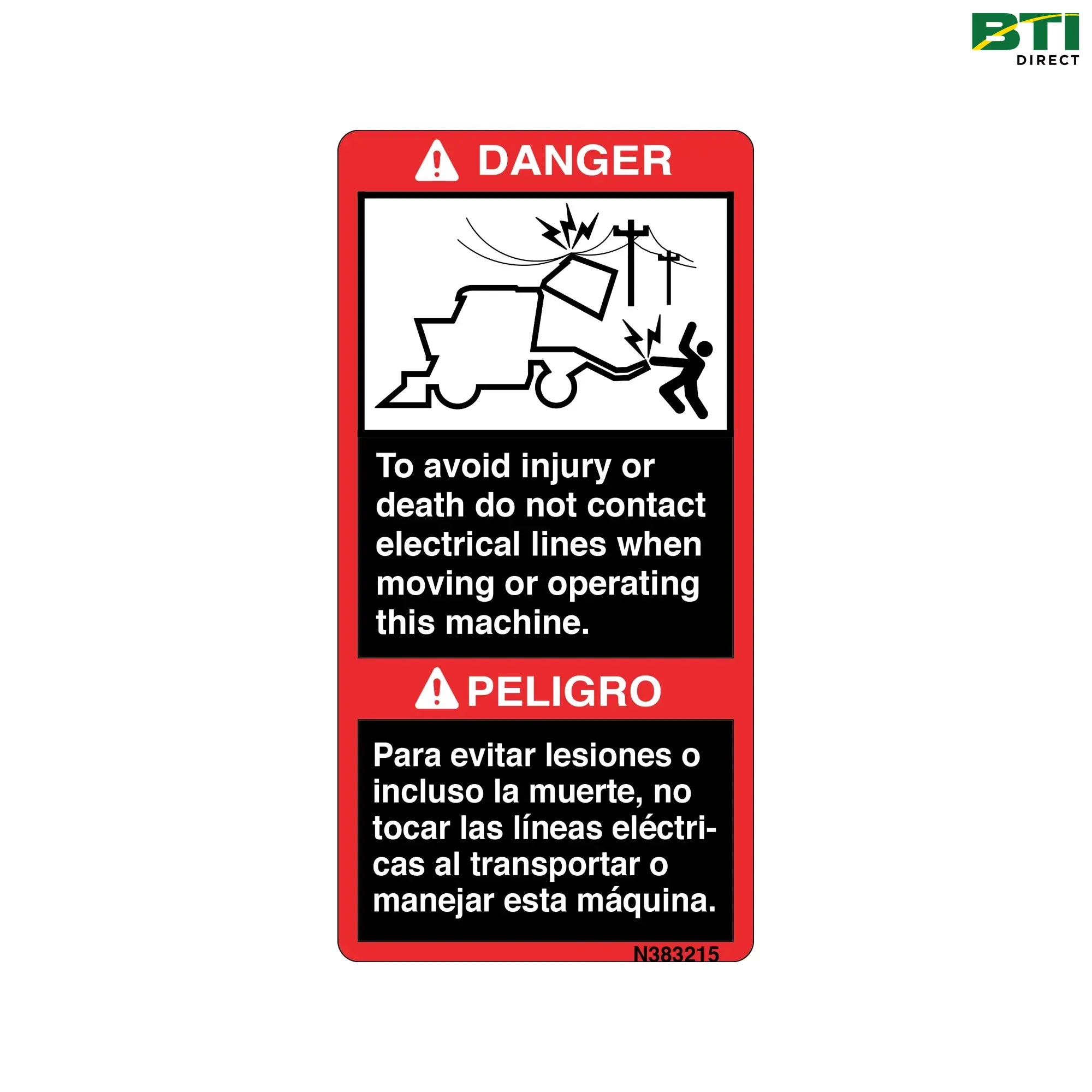 N383215: Electric Biling Danger Label