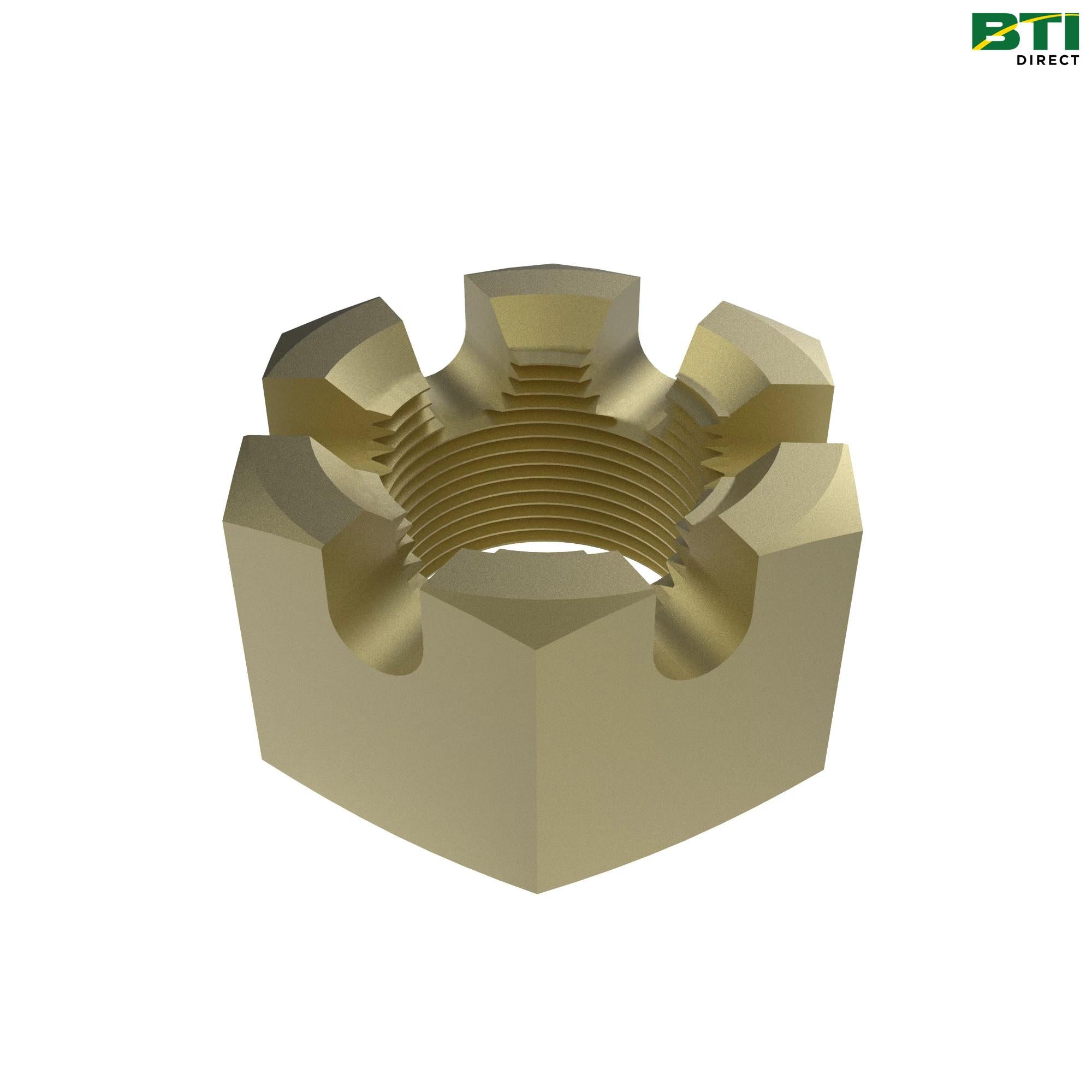 14H988: Hexagonal Slotted Nut, 1-1/4"
