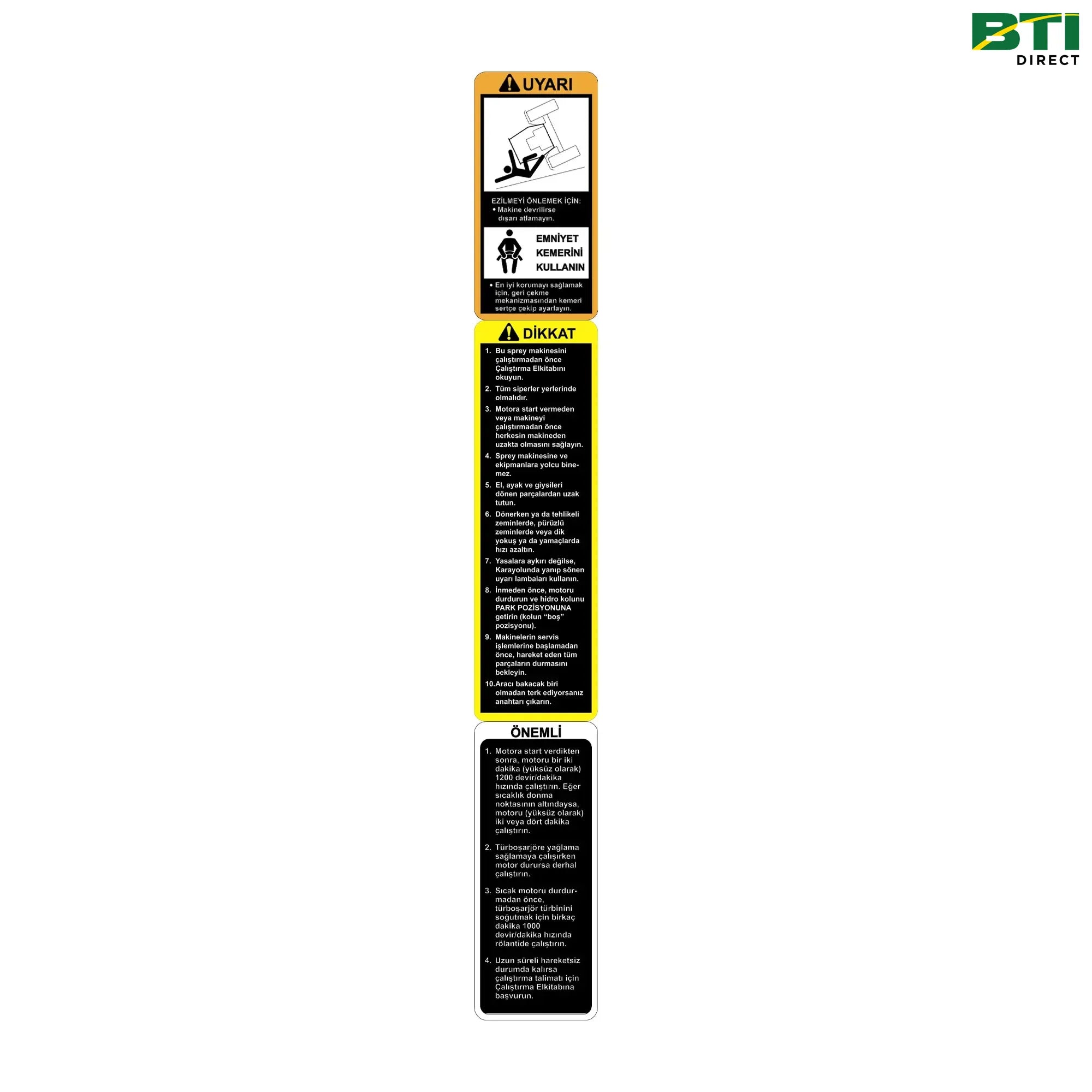 N310195: ROPS Warning Caution Label, Turkish
