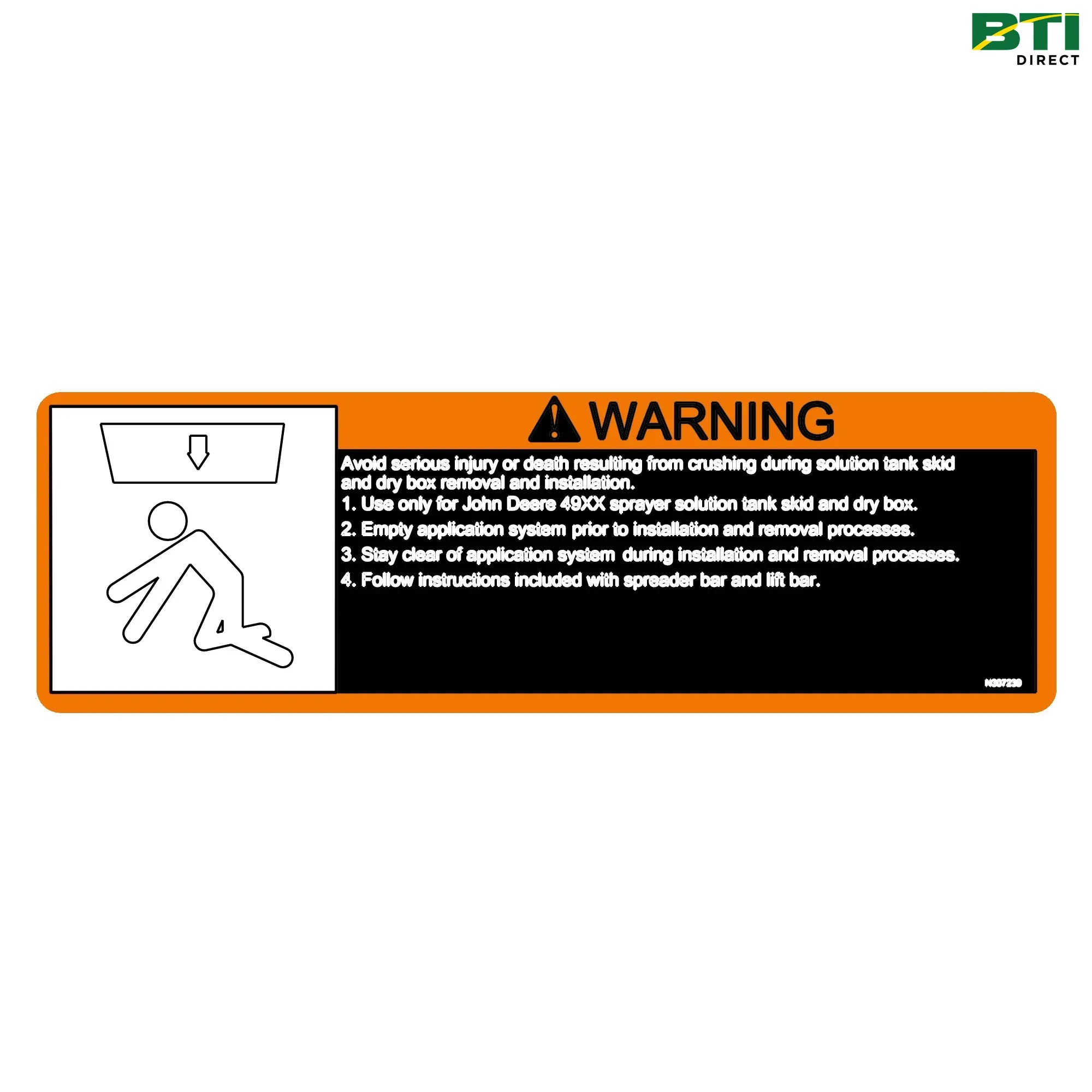 N316836: Lift bar Warning Decal