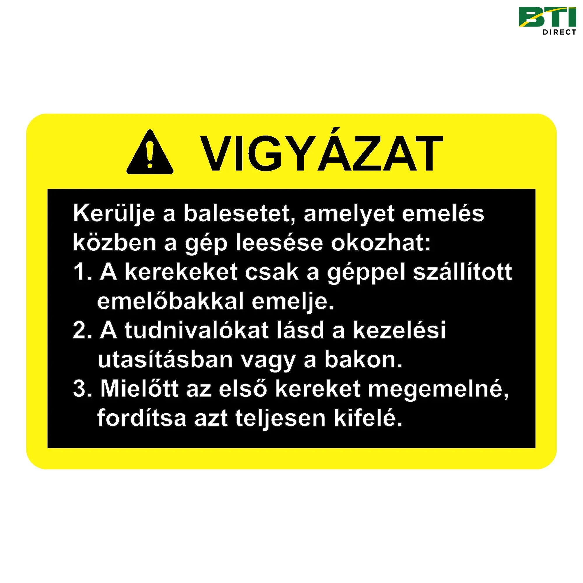 N307943: Caution Jacking Label, Hungarian