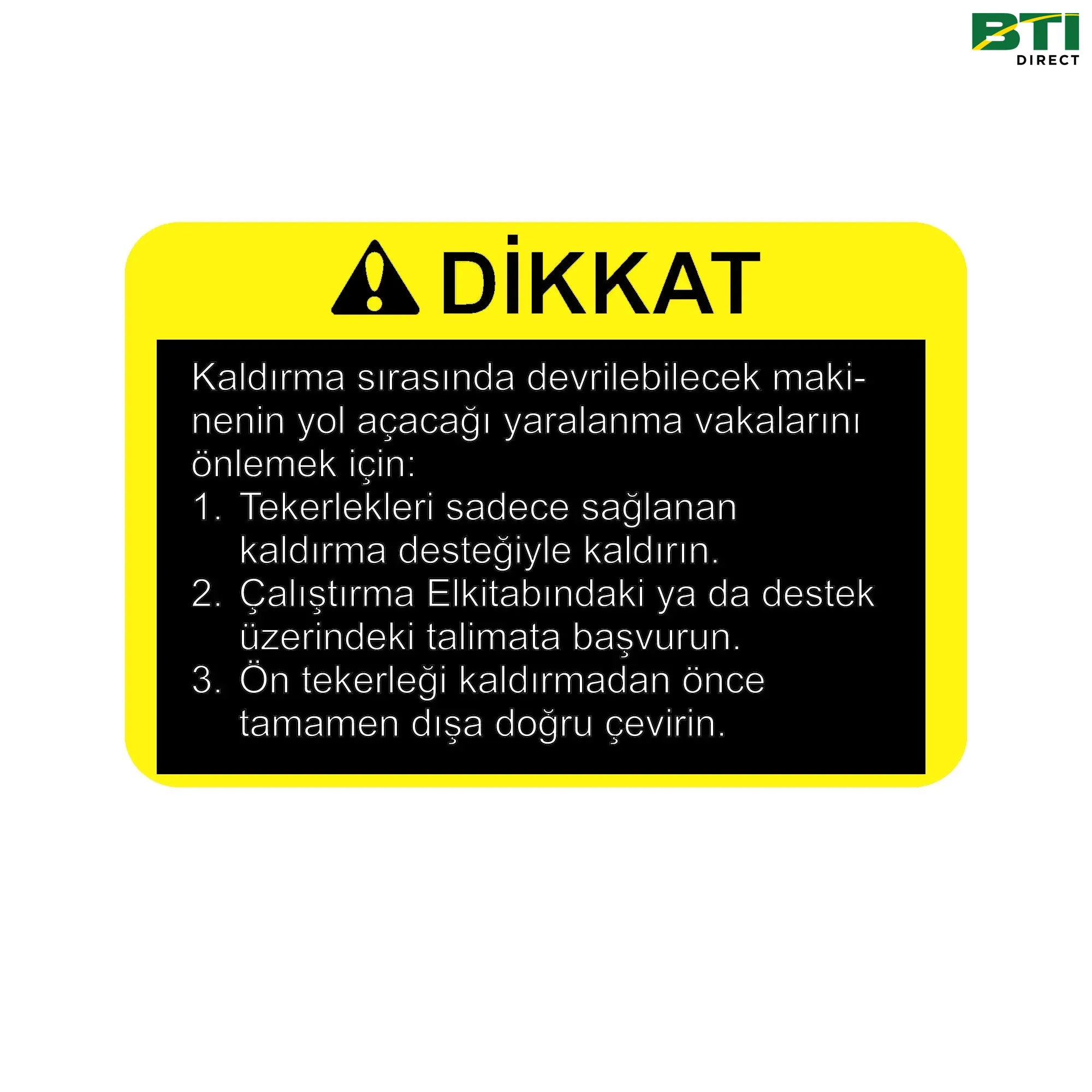N310207: Caution Jacking Label, Turkish