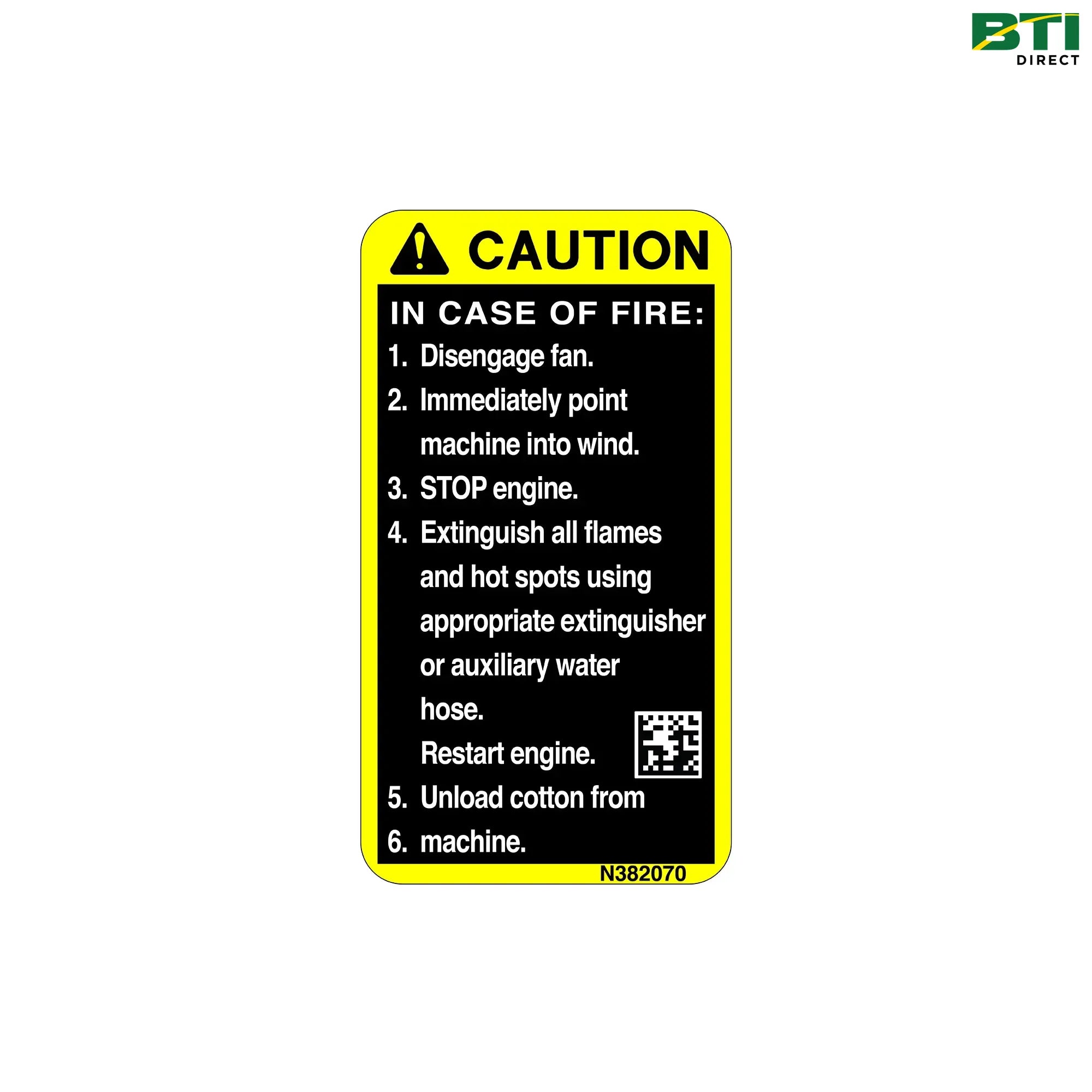 N382070: Caution Fire Label