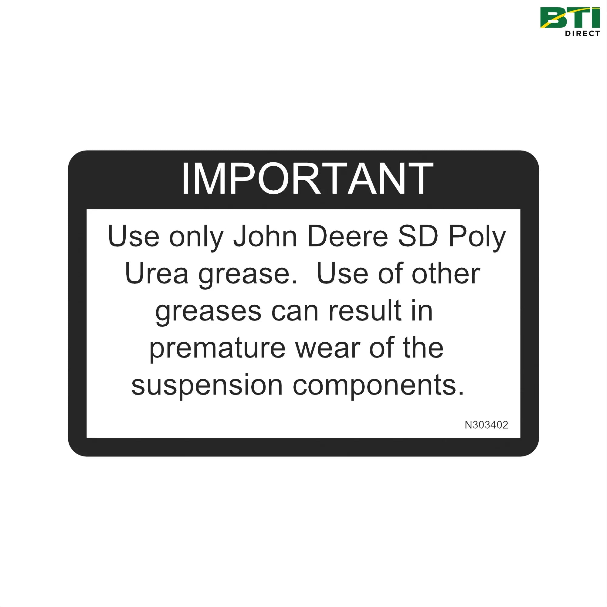 N303402: Suspension Lubrication Label