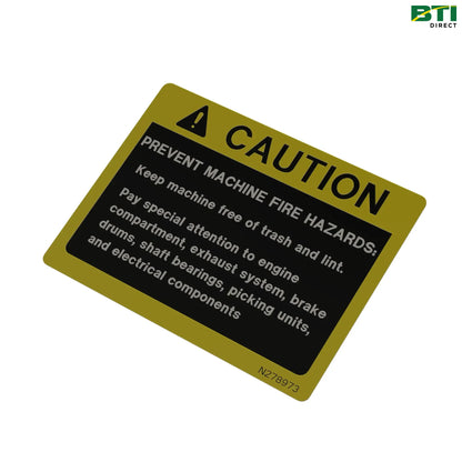 N278973: Safety Sign, Fire Hazard Caution