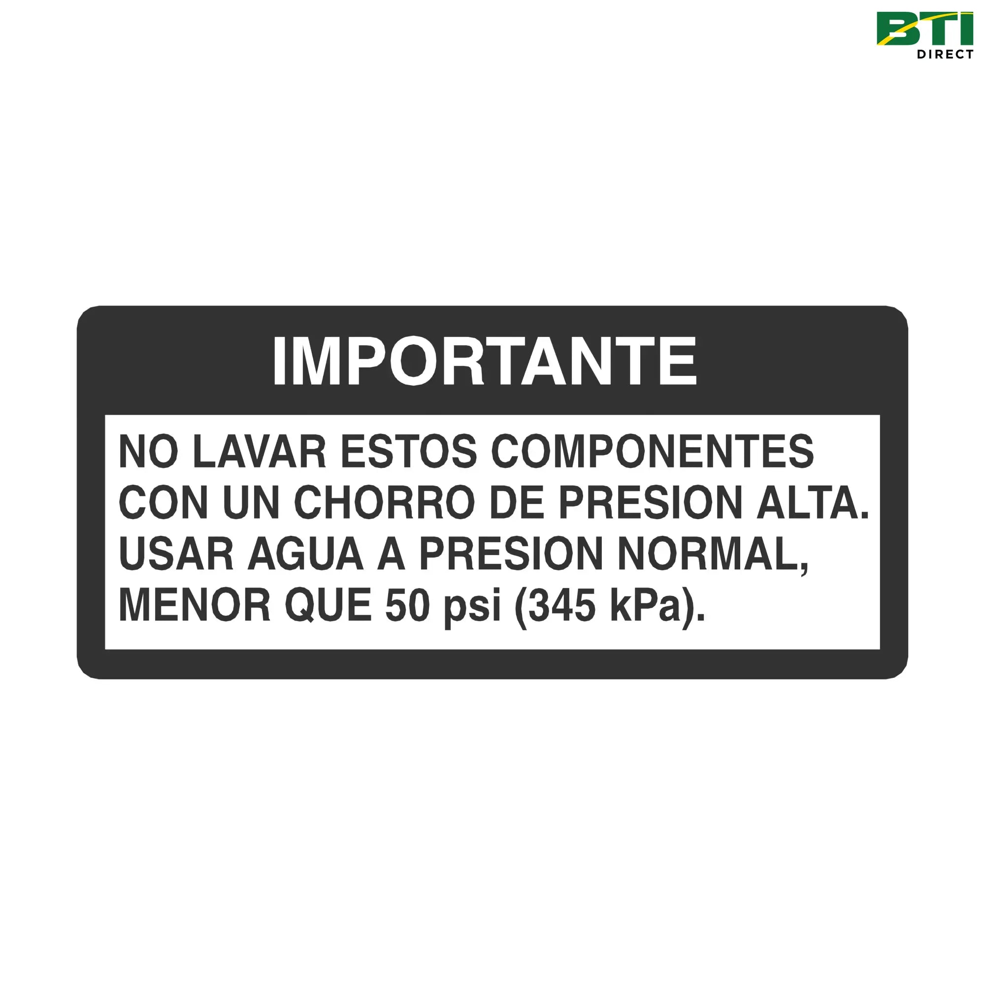 N310625: Wash Components Label, Spanish