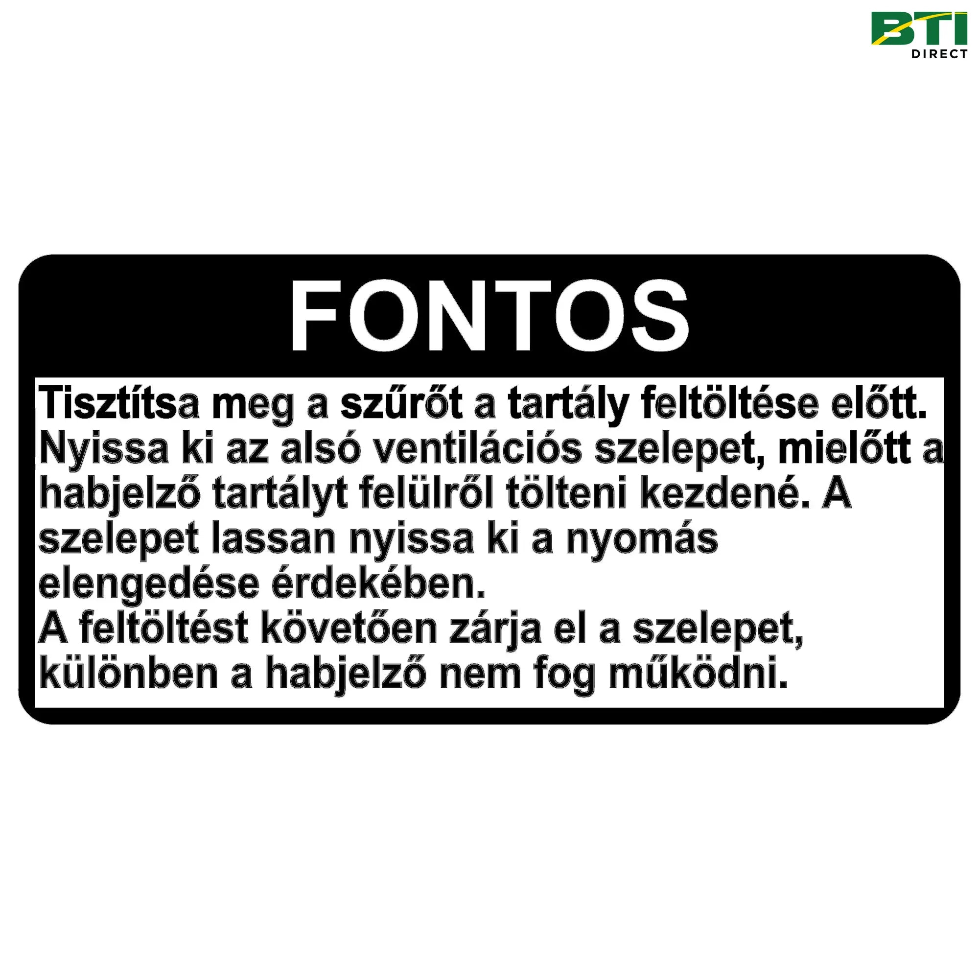 N307939: Tank Vent Label, Hungarian