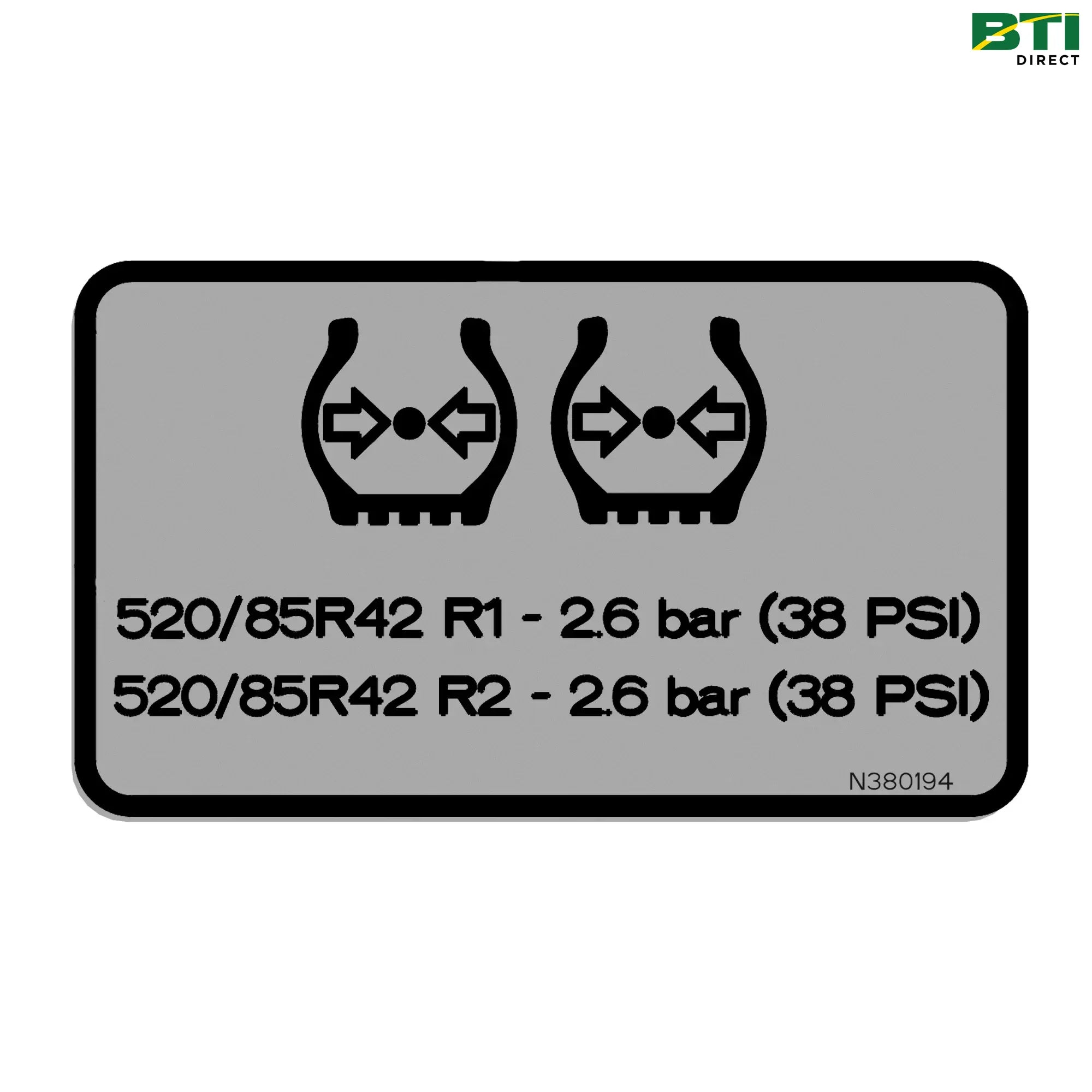 N380194: Drive Tire Pressure Label