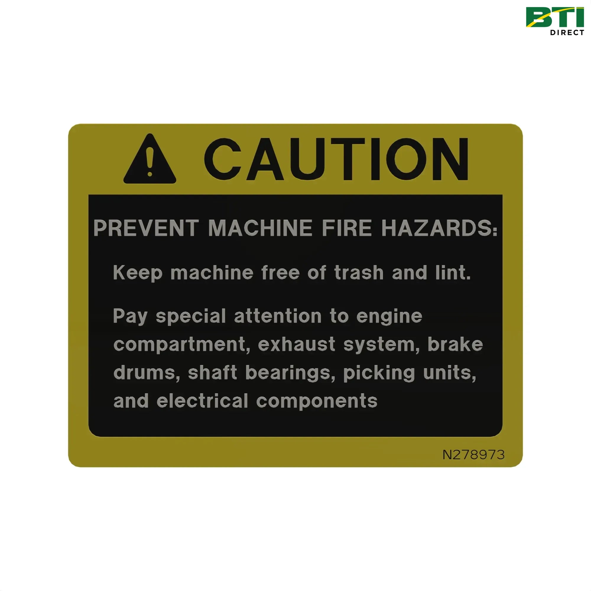 N278973: Safety Sign, Fire Hazard Caution