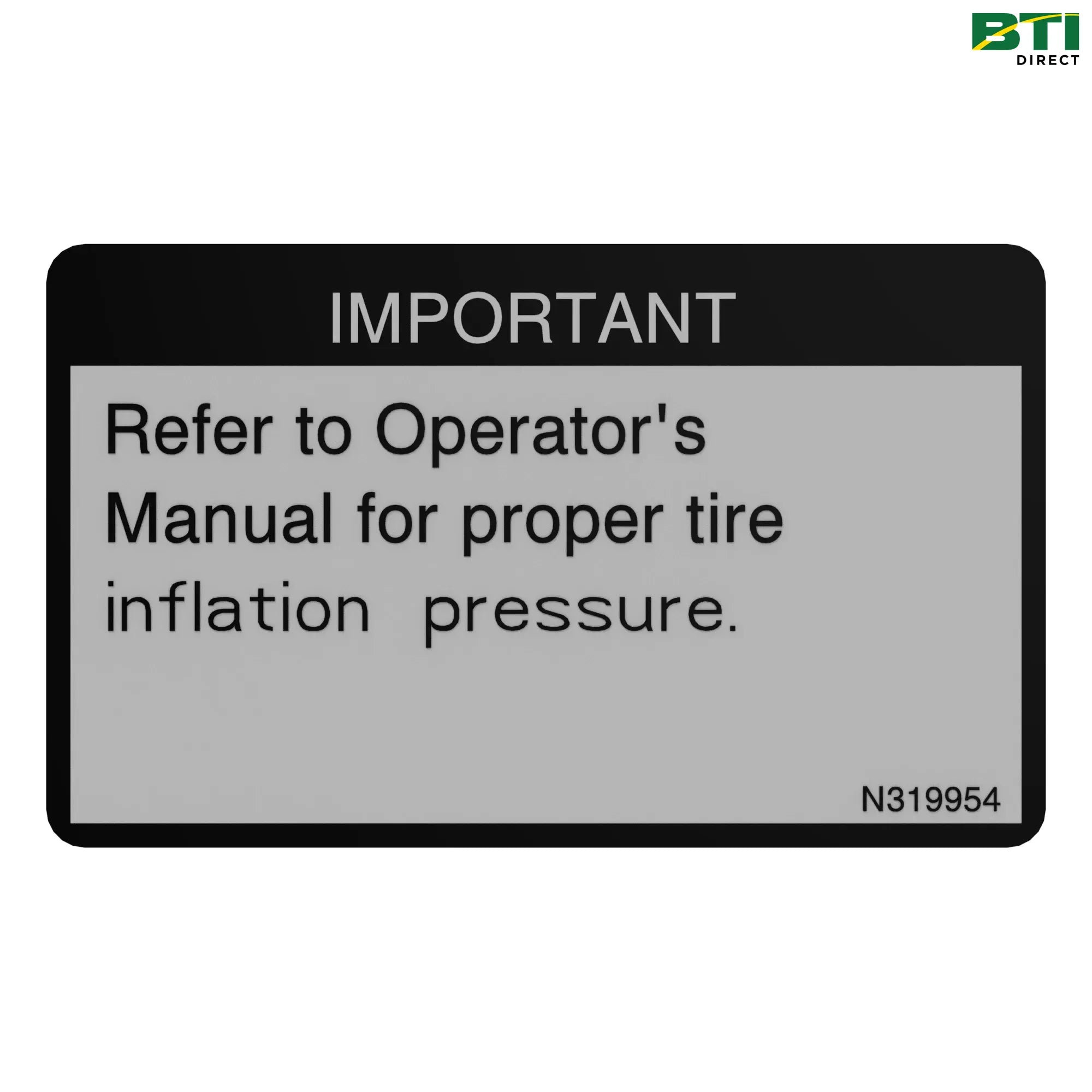 N319954: Tire Pressure Label
