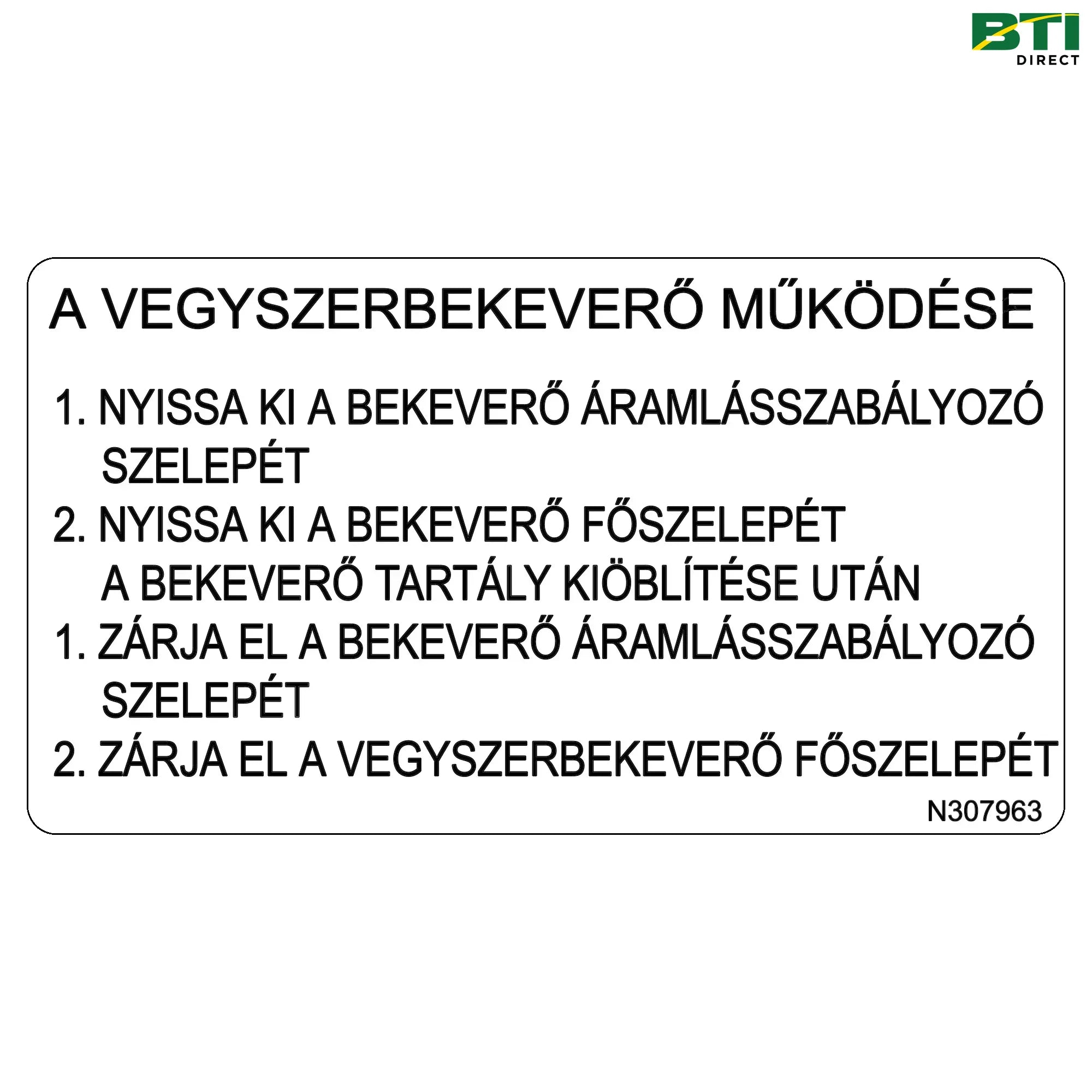 N307963: Eductor Operation Label, Hungarian