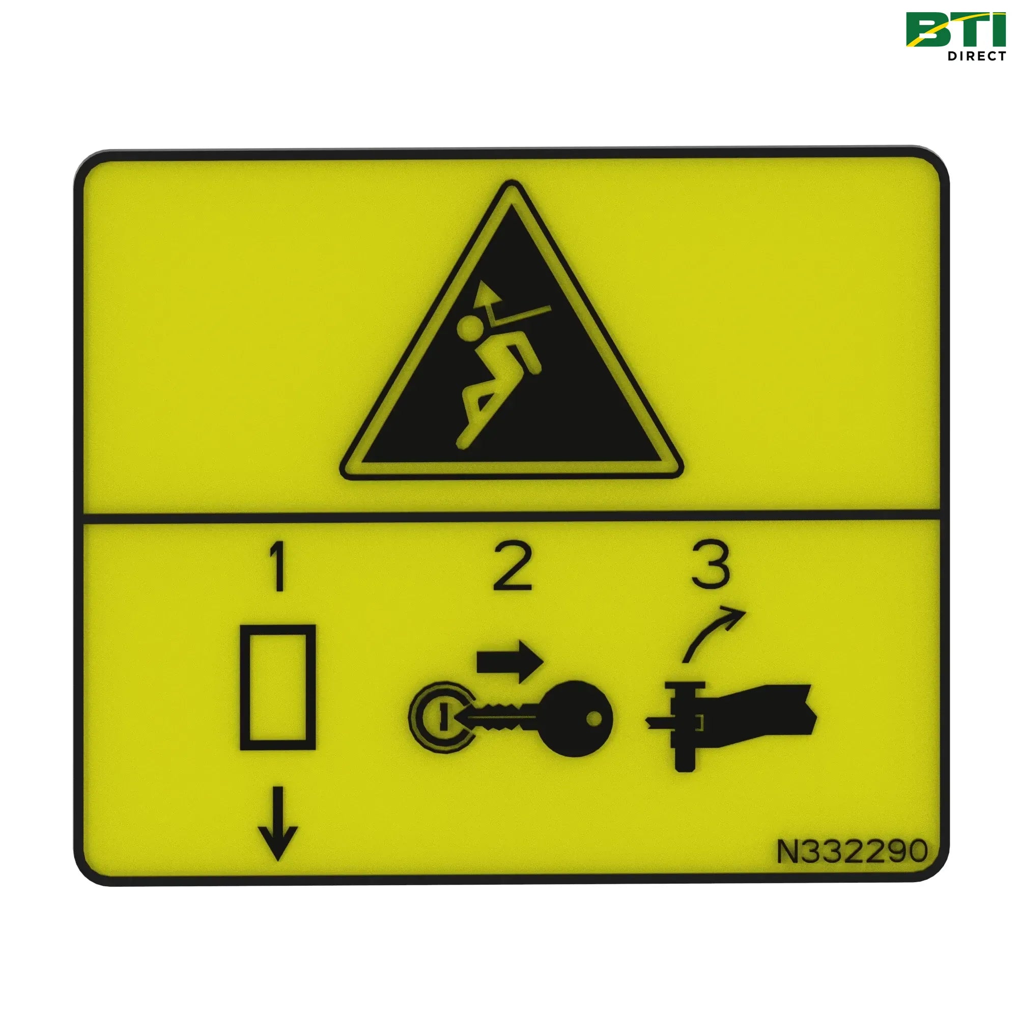 N332290: Safety Sign, Hitch Whip Warning